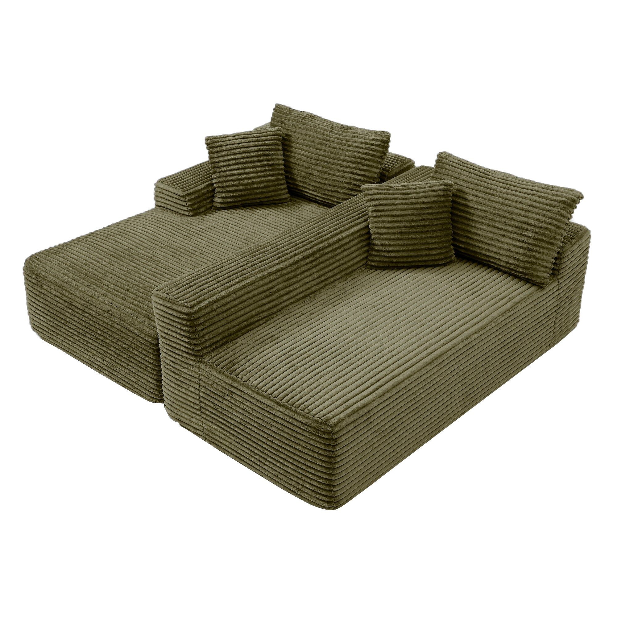 Wooakway Green 105-in Modular Sectional Sofa Cloud Sectional Couch with ...