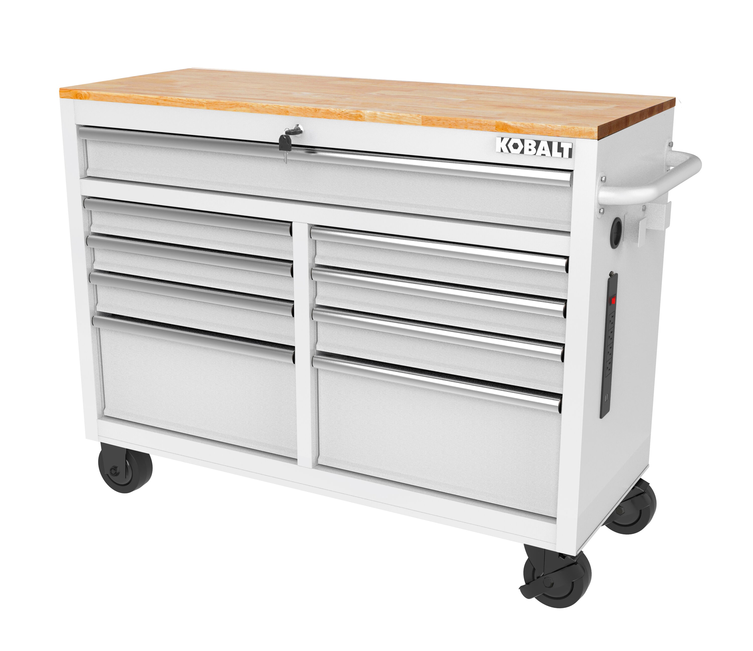 46.1-in L x 37.2-in H 9-Drawers Rolling White Wood Work Bench | - Kobalt 19212