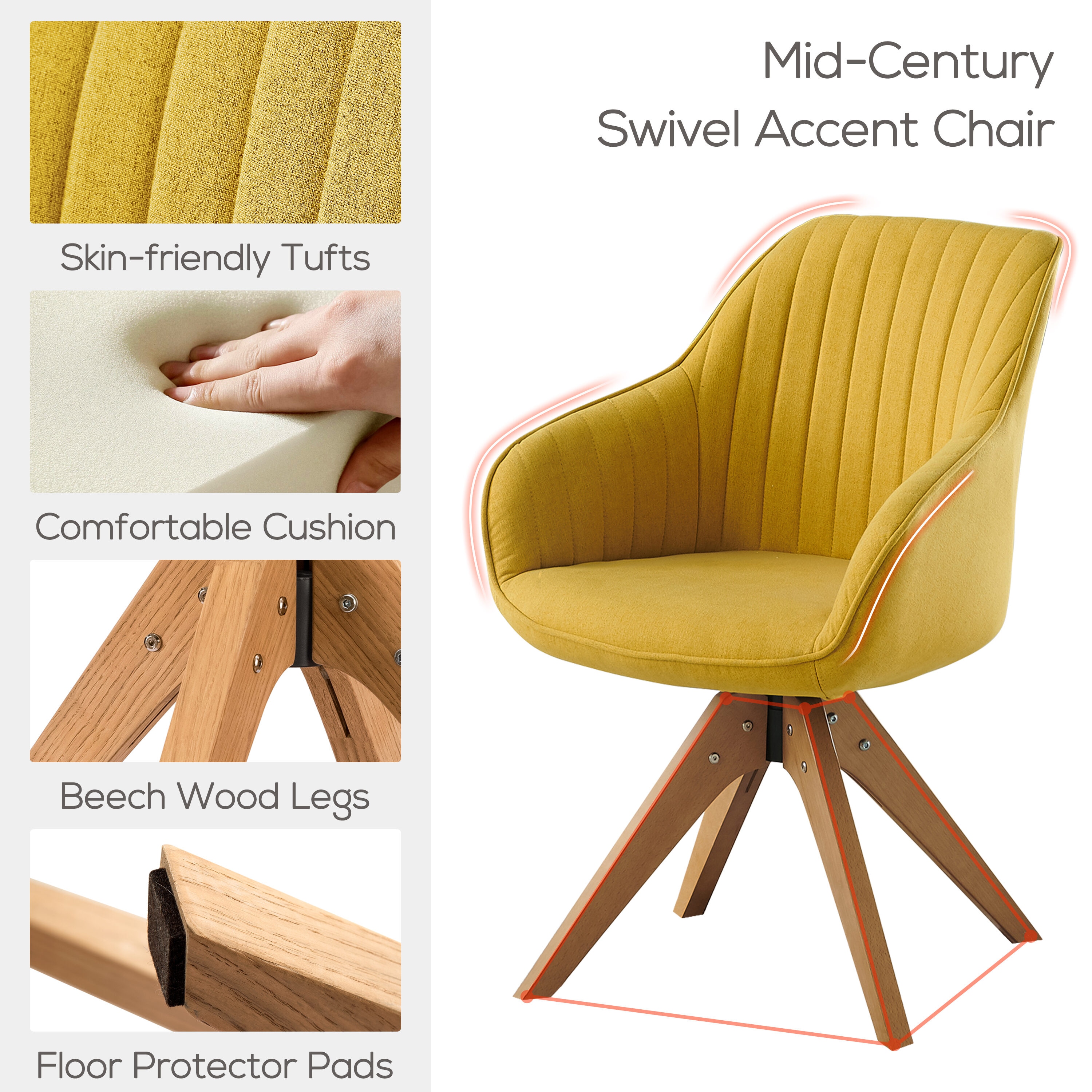 Yellow Angel Chair Footstool