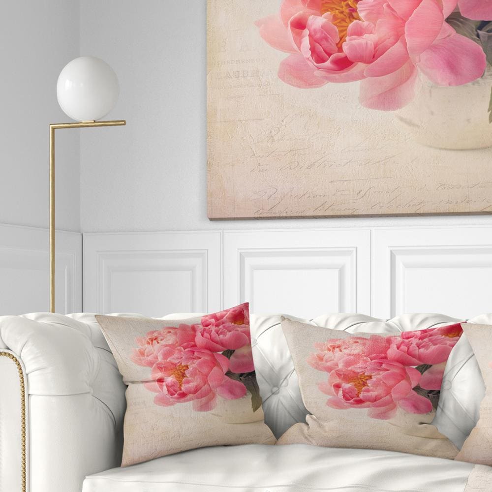 Designart CU14183-16-16 16-in x 16-in Pink Square Indoor Decorative Pillow