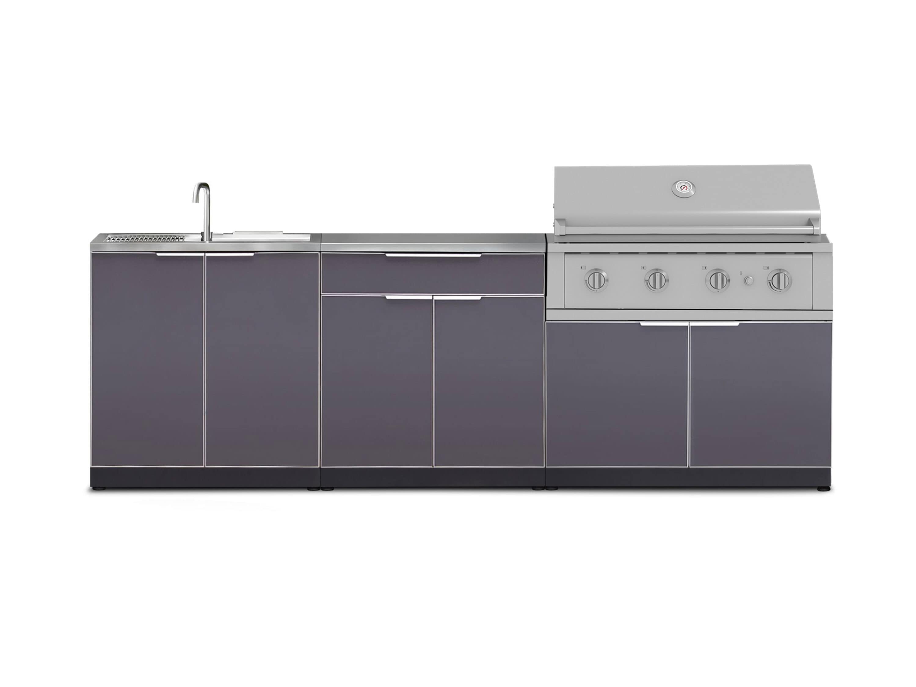 NewAge Products 71074 Classic Aluminum Cabinets Performance Gas Grill 5 -Piece 104-in W x 24-in D x 48.5-in H Modular Outdoor Kitchen Set 4 Burners