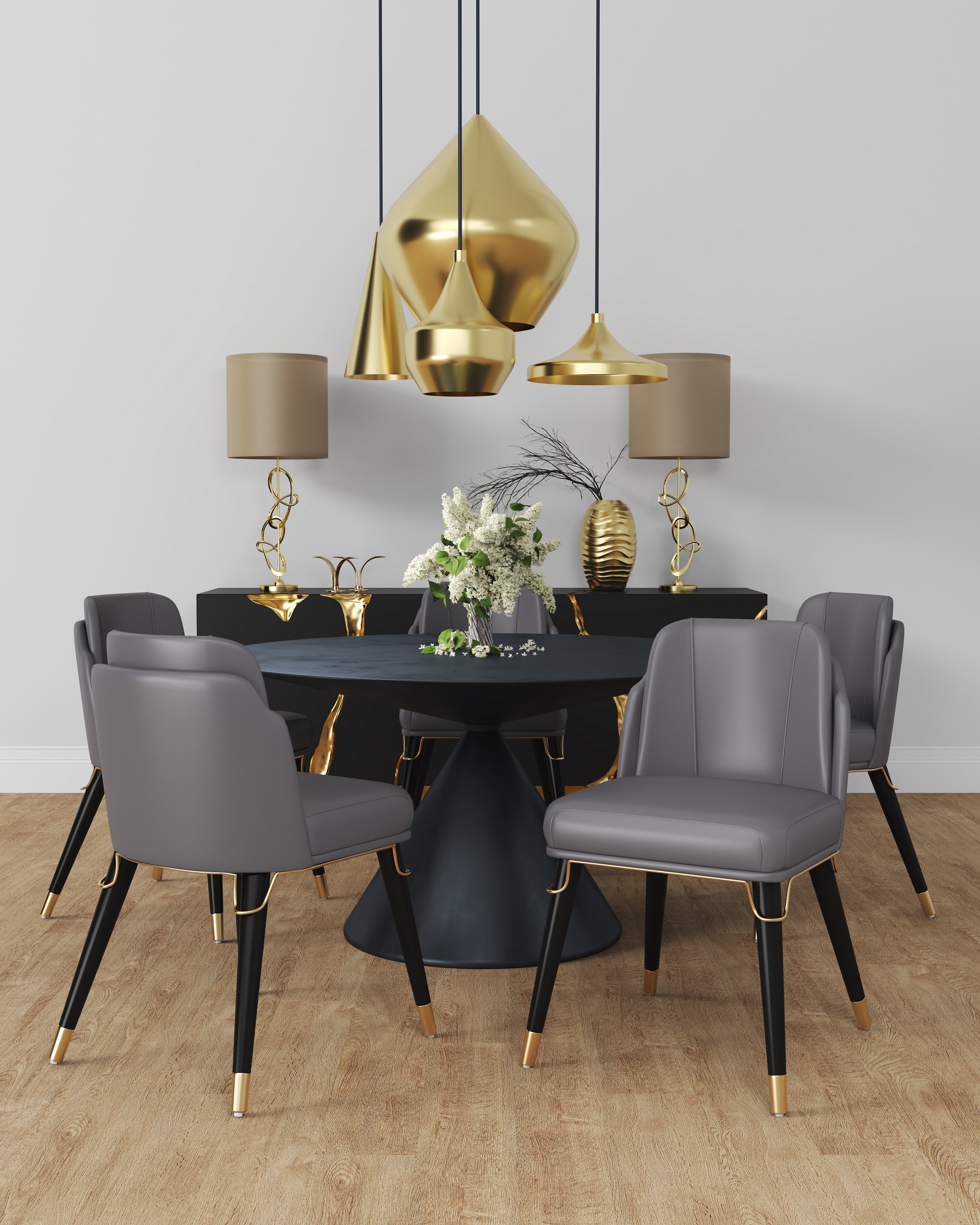 Manhattan Comfort 2-DC042-PE 2 Estelle Modern Pebble and Black Faux leather Accent Chair