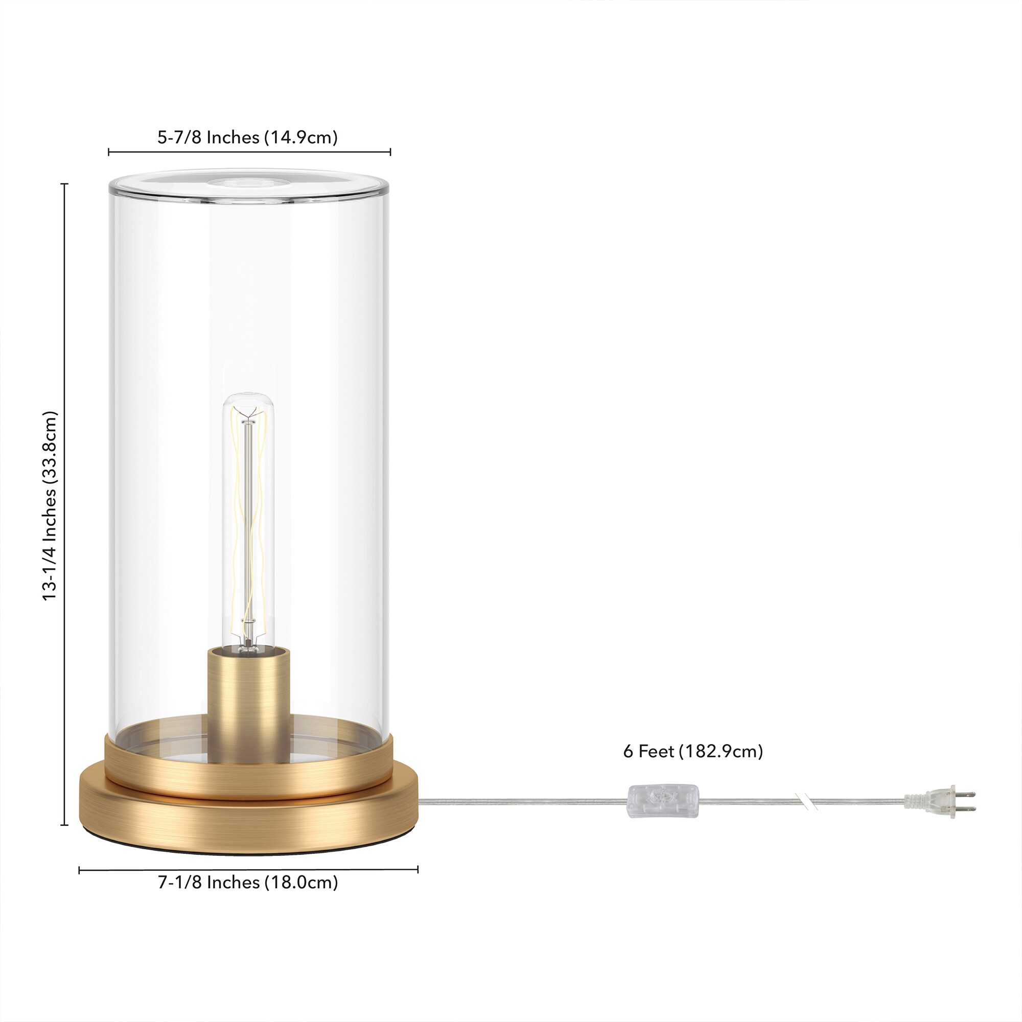 Brushed Brass and Clear Glass Mini Torchiere Accent Lamp