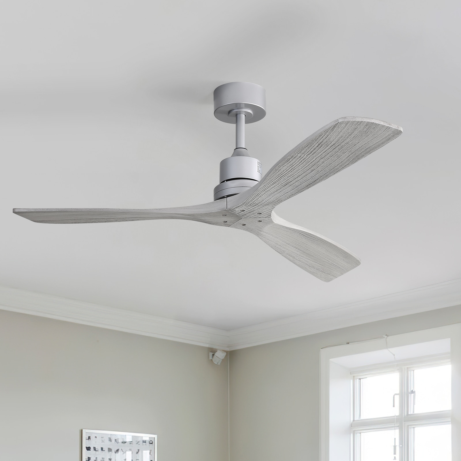 Sofucor L-5247-SL-WD-HMW-60W Ayris 52-in Outdoor Gray with Grey Blades Ceiling Fan and Remote ( 3 -Blade )