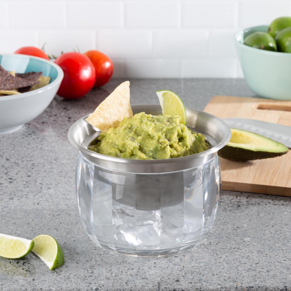 Hastings Home Cold Dip Bowls-2 Chilled Serving Containers with Ice Chambers  and Caddy Carrier Stand-for Dip, Dressing, Salsa, Guacamole, and More in  the Serveware department at