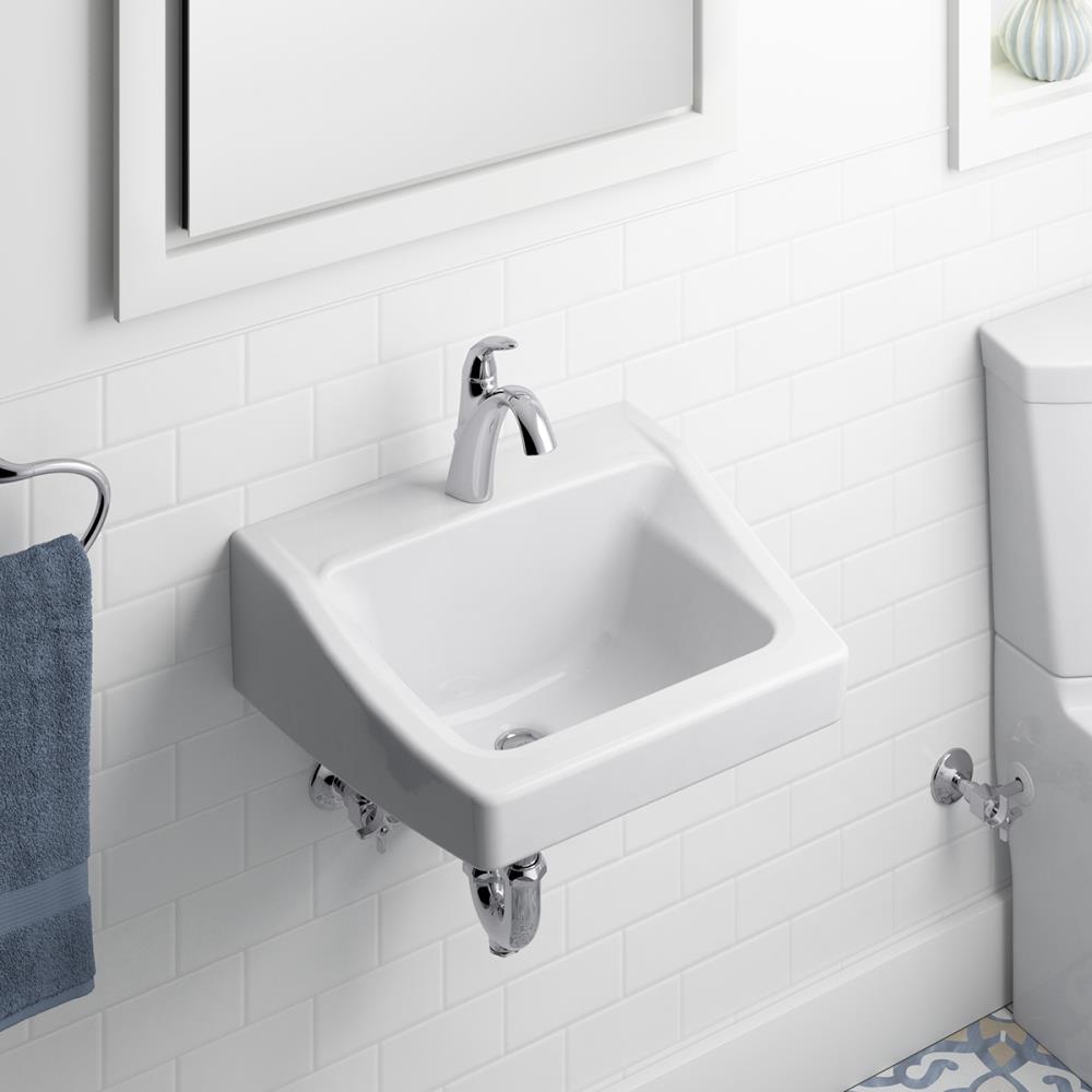 Kohler Chesapeake Vitreous China Wall Mount Rectangular White Bathroom Sink 1925 In X 1725 In 