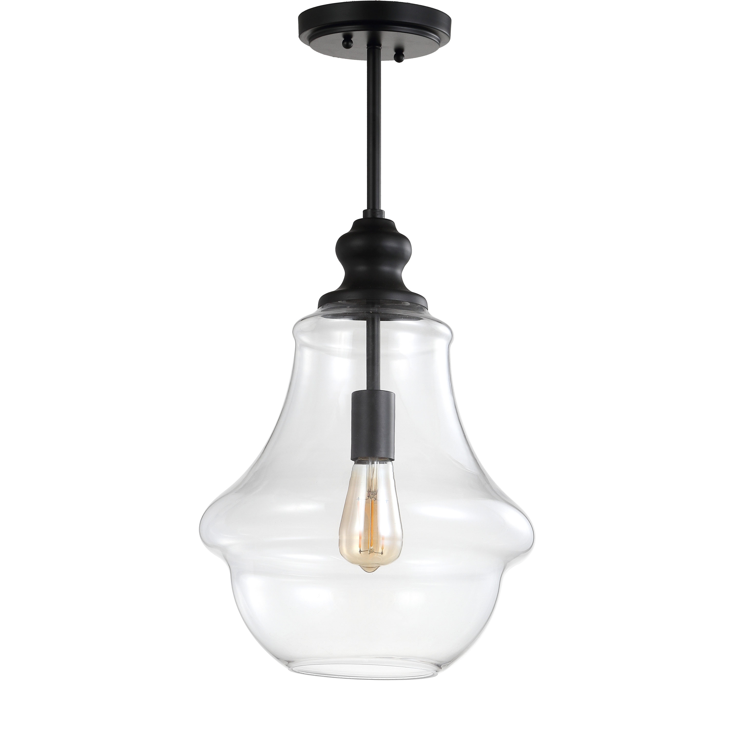 Adam 12" Oil Rubbed Bronze Farmhouse Glass LED Pendant
