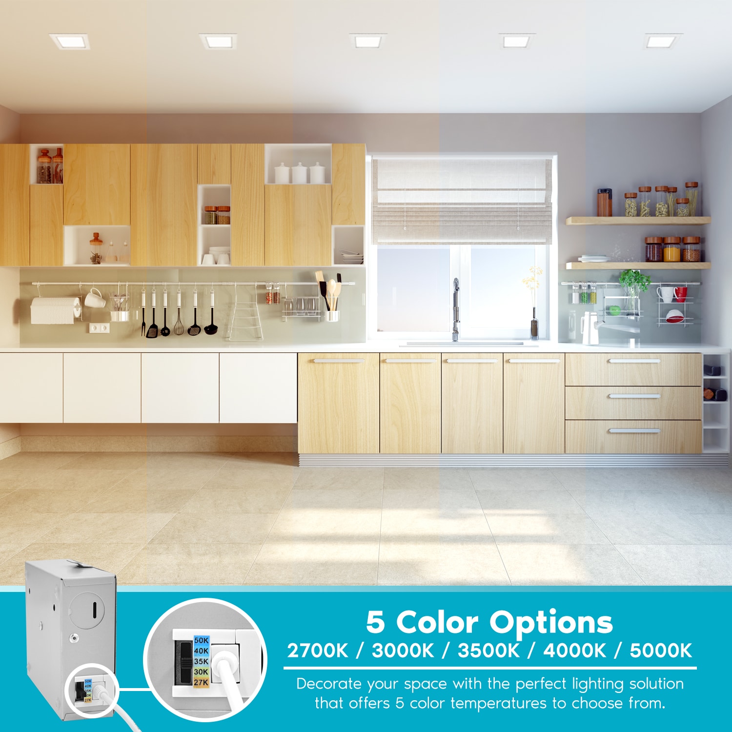 White 6'' Ultra Thin Square LED Recessed Lighting Kit
