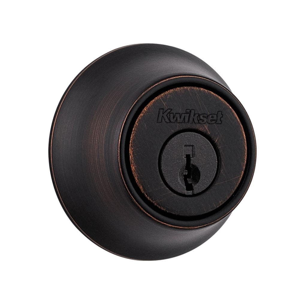 Kwikset 660-11P26SRV1  Series Venetian Bronze By Bright Chrome Single Cylinder Deadbolt with SmartKey