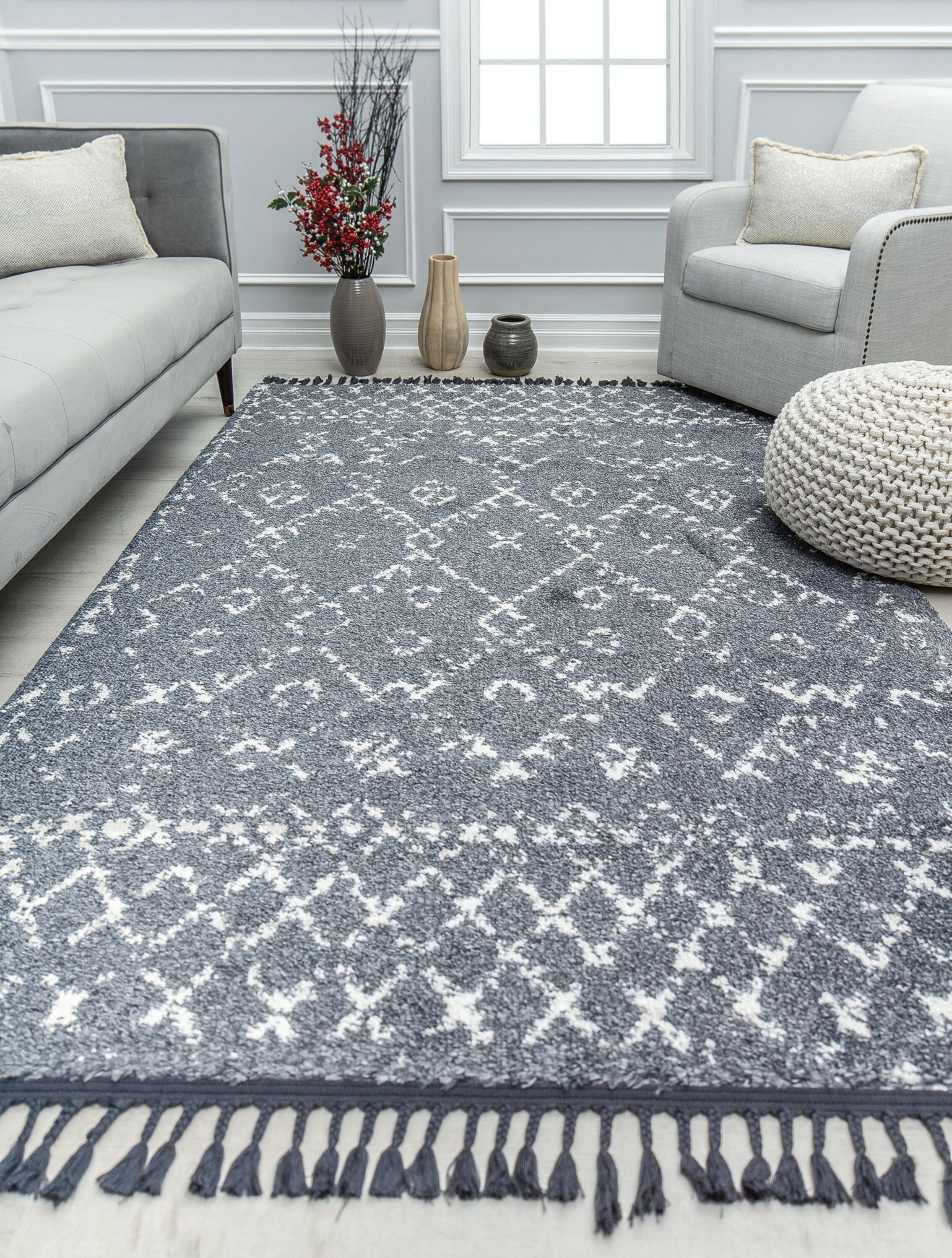 Rugs America 31207 Ensley 5 x 7 (ft) Loomed Polypropylene Feather Gray Rectangular Indoor Tribal Moroccan Area rug