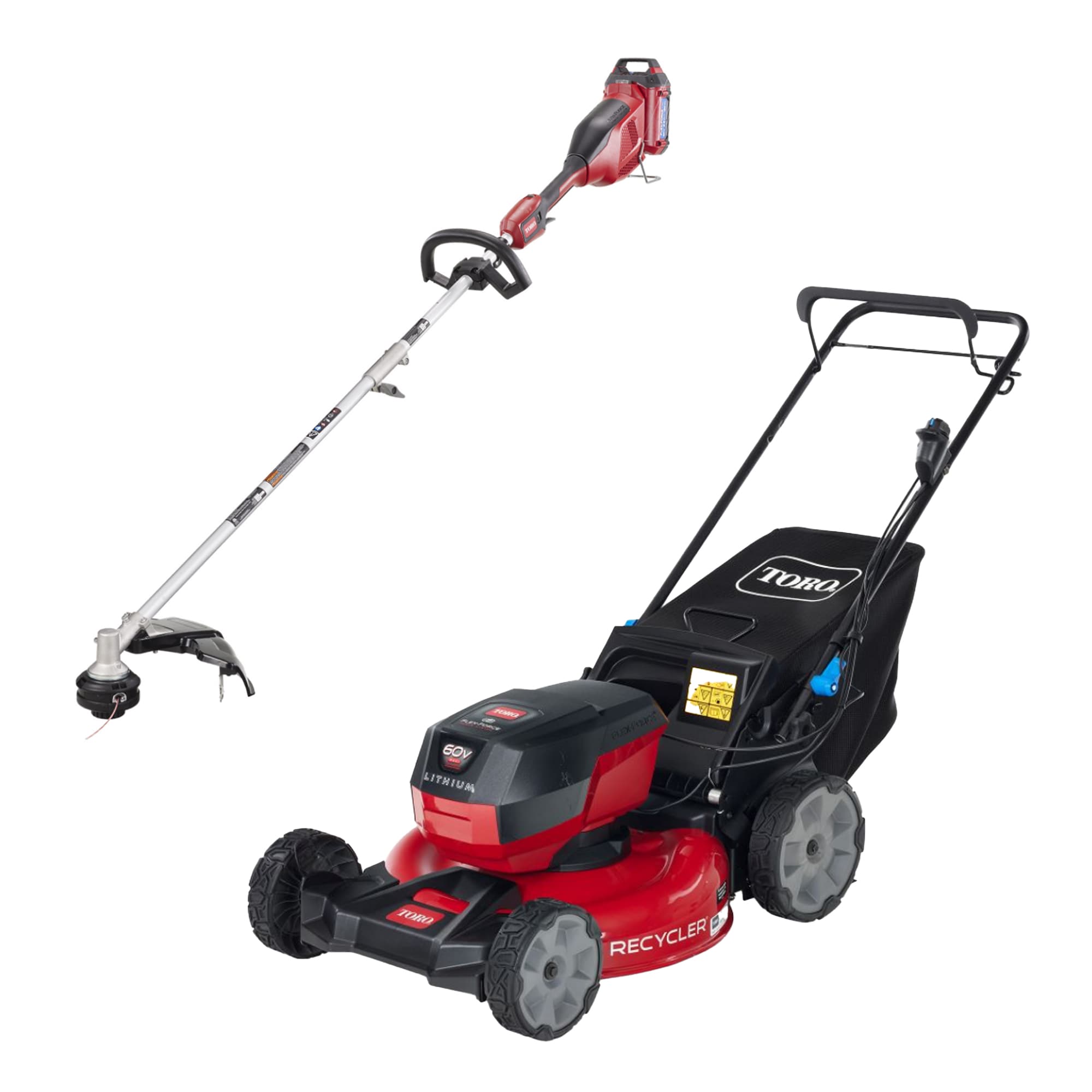 Toro Recycler 60-volt Max 21-in Cordless Self-propelled Lawn Mower 6 Ah and Flex-Force 60-volt Max 16-in Straight Shaft Battery String Trimmer 2.5 Ah