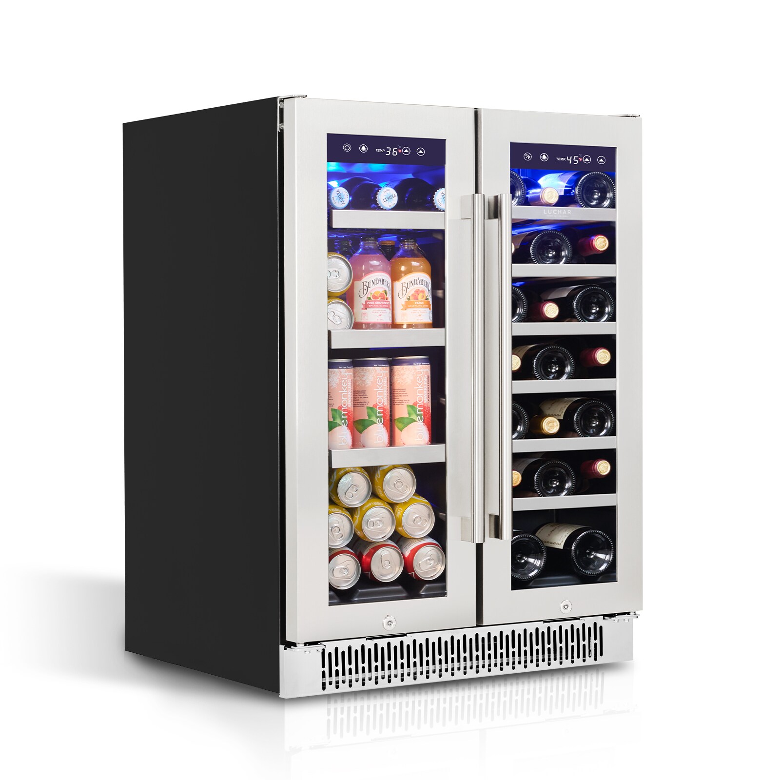23.4-in W 80 -Can Capacity Stainless Steel Built-in/Freestanding Indoor Beverage Refrigerator with Glass Door