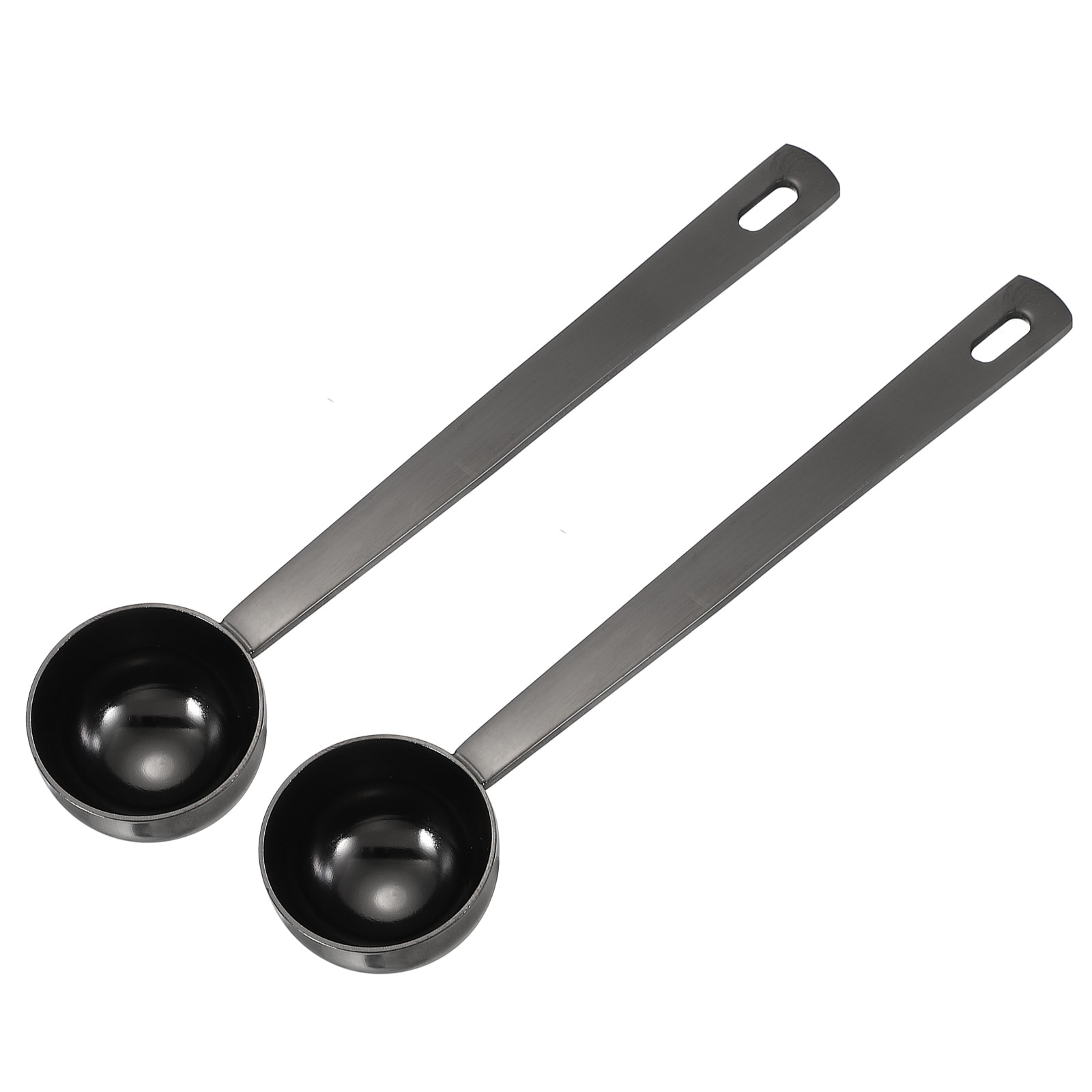 Unique Bargains 2Pcs Measuring Spoon 10ml Long Handle Table Scoop Teaspoon Coffee Scoop Spoon for Ground Coffee Tea Sugar Cooking Baking Black