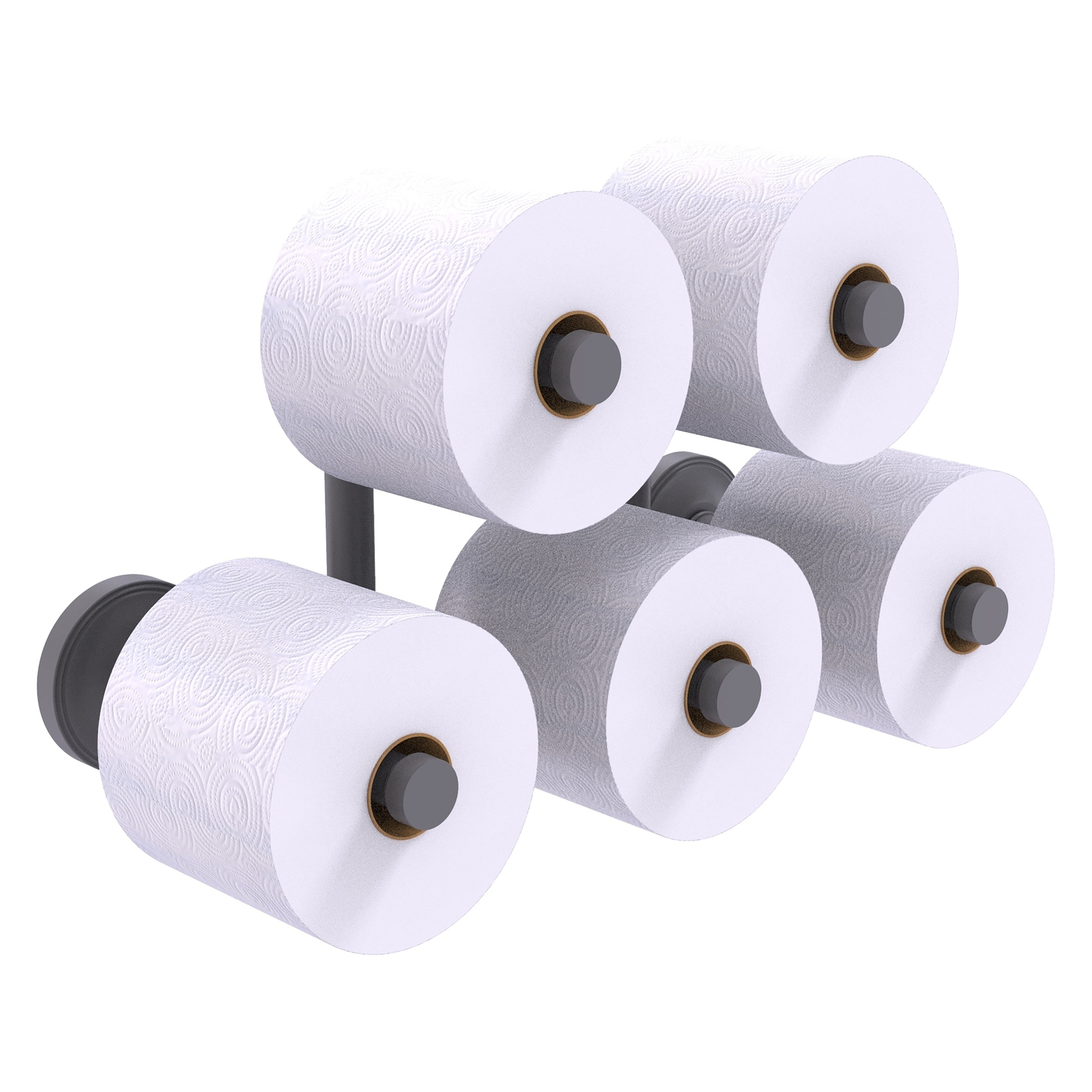 Allied Brass PR-24-5-GYM Prestige Regal Matte Gray Wall mount Double post Toilet Paper Holder 5 -Rolls with Storage