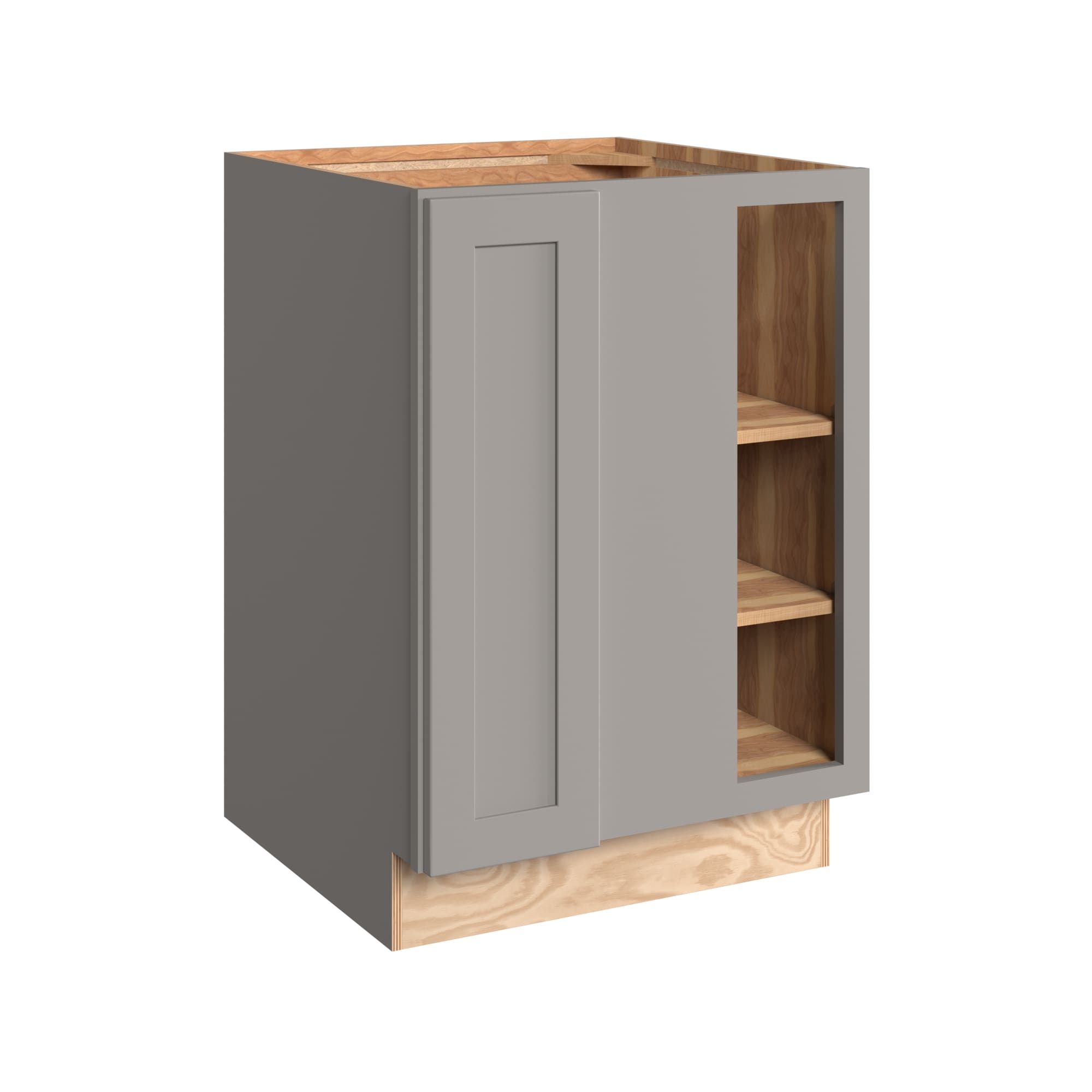 KraftMaid Momentum BBCU36G81 Deveron 36-in W x 34.5-in H x 24-in D Pebble Grey Blind Corner base Fully assembled Plywood Cabinet (Recessed Panel Shaker)