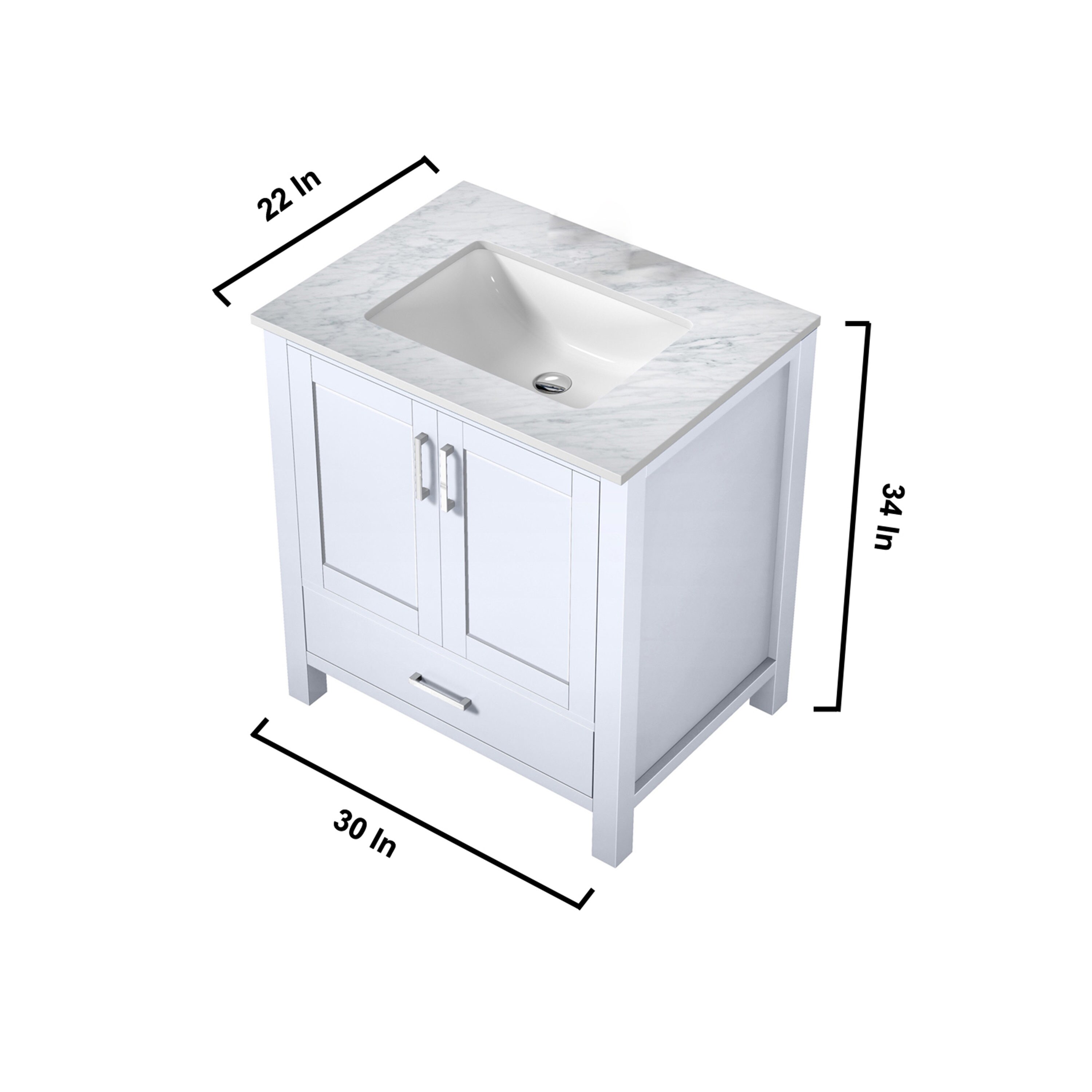 Lexora Jacques 30-in White Undermount Single Sink Bathroom Vanity With 