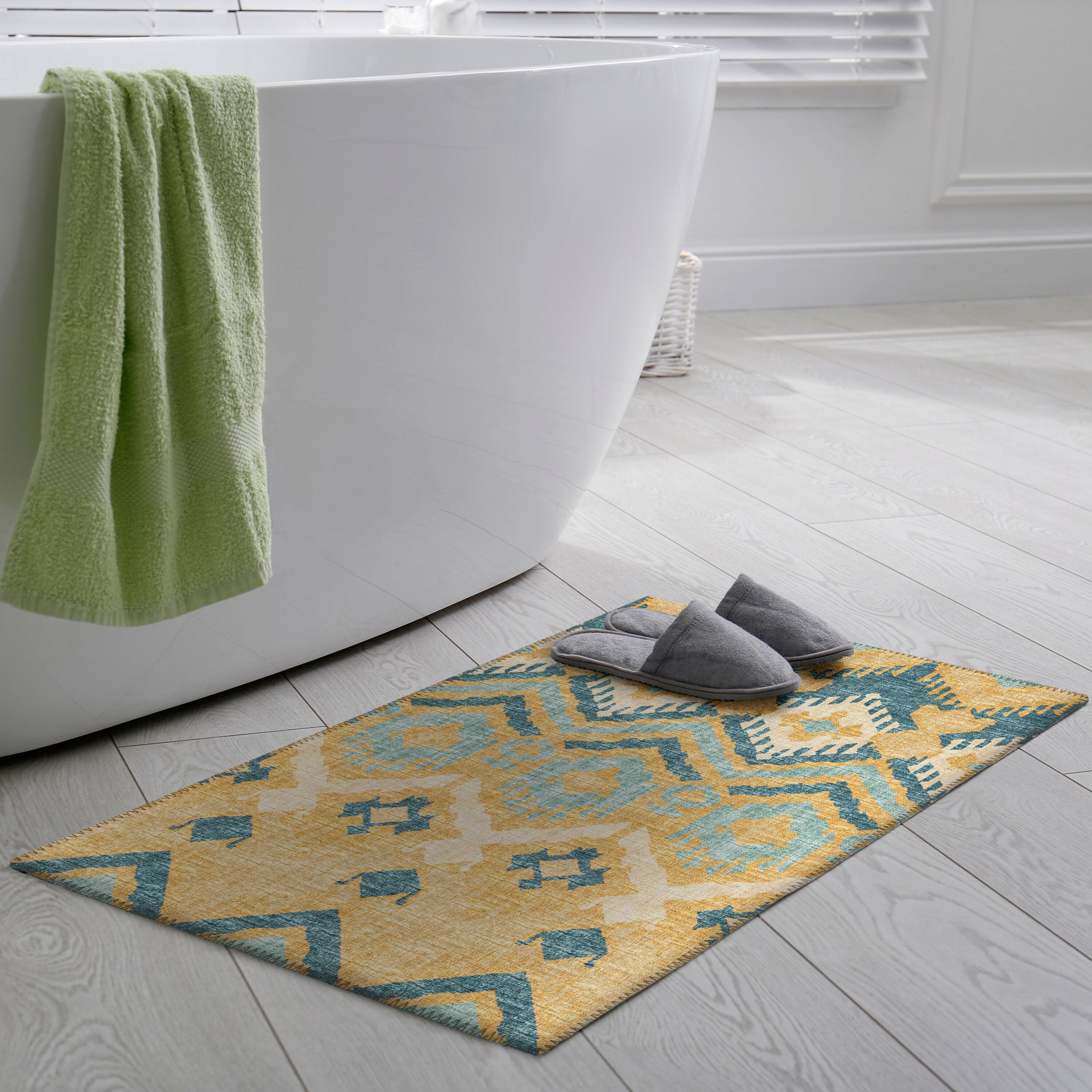 Yuma Yellow Flat Woven Synthetic Non-Slip Accent Rug 1'8" x 2'6"
