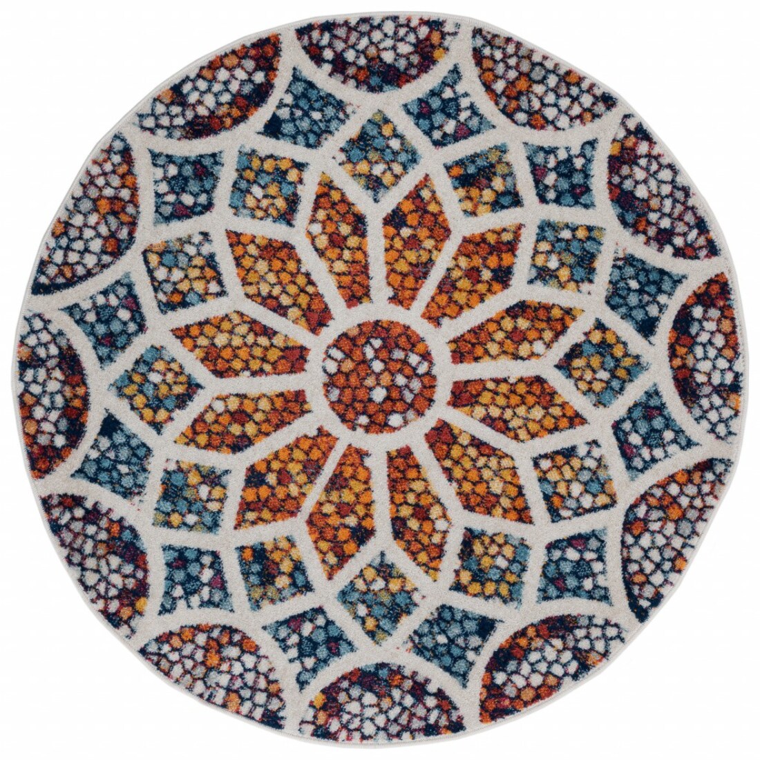 HomeRoots 4000395861 4 x 4 (ft) Polypropylene Ivory Round Indoor Area rug
