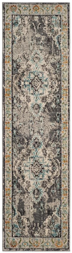 Safavieh MNC243G-212 Monaco Mahal 2 x 12 (ft) Loomed Polypropylene Gray/Light Blue Rectangular Indoor Distressed/Overdyed Oriental Runner rug