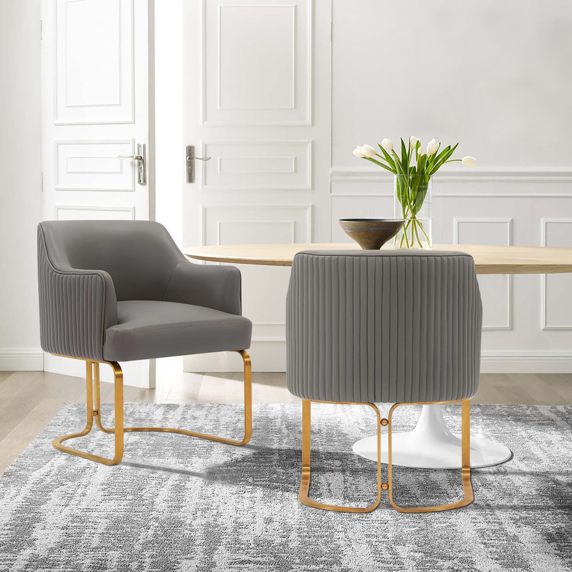 Manhattan Comfort DC078-TP Contemporary/Modern Faux Leather Upholstered Dining Arm Chair (Wood Frame)