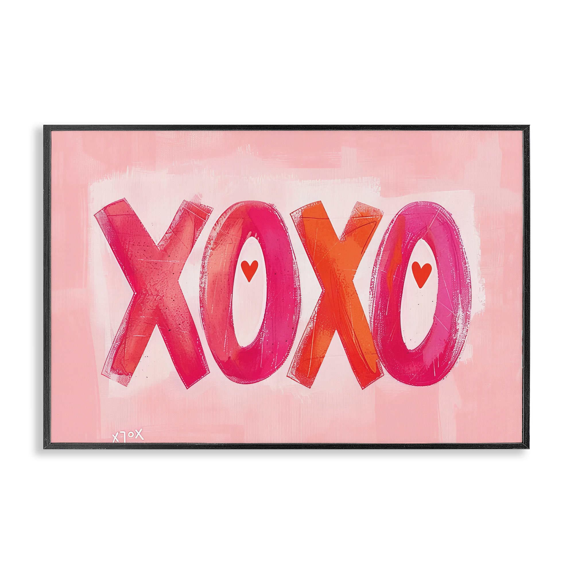 Stupell Industries BT-652-FR-12X18 Pink XOXO with Hearts Framed Giclee design by LSR Design Studio