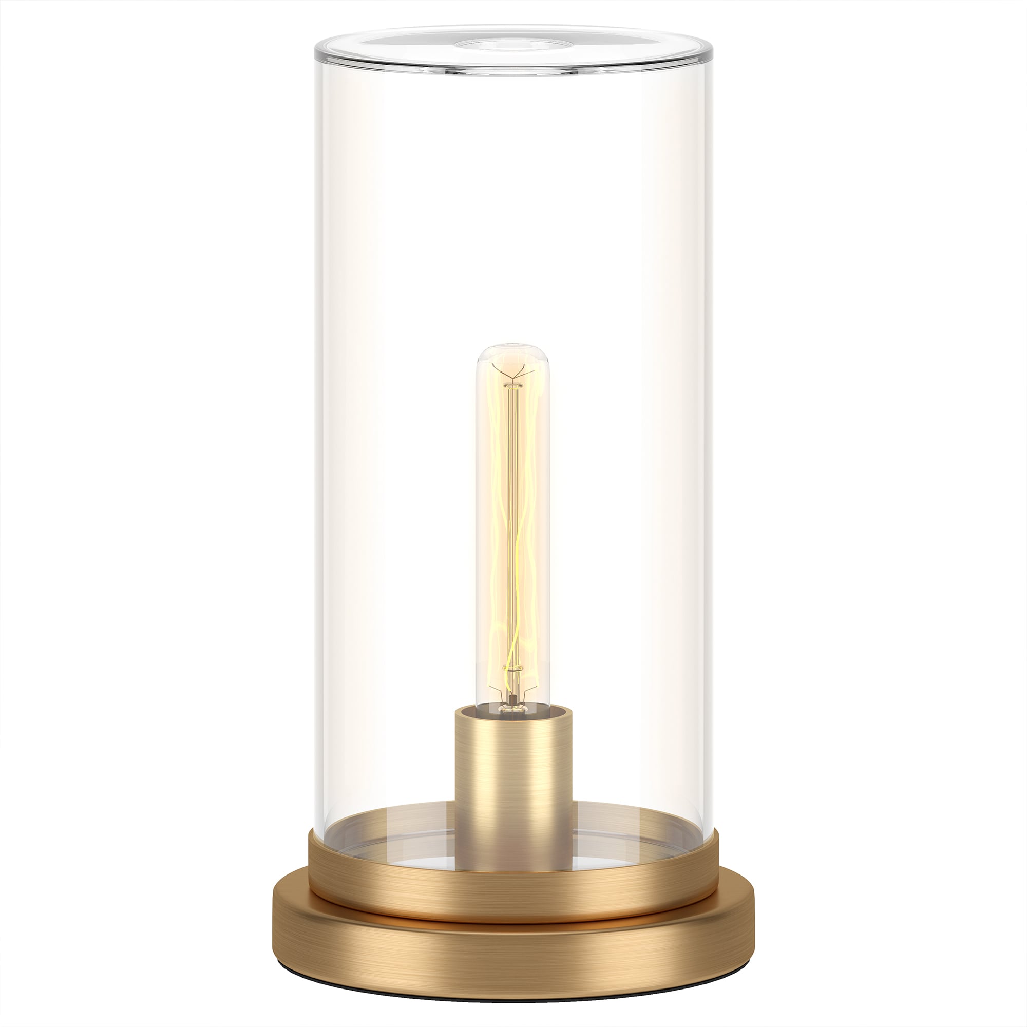Brushed Brass and Clear Glass Mini Torchiere Accent Lamp