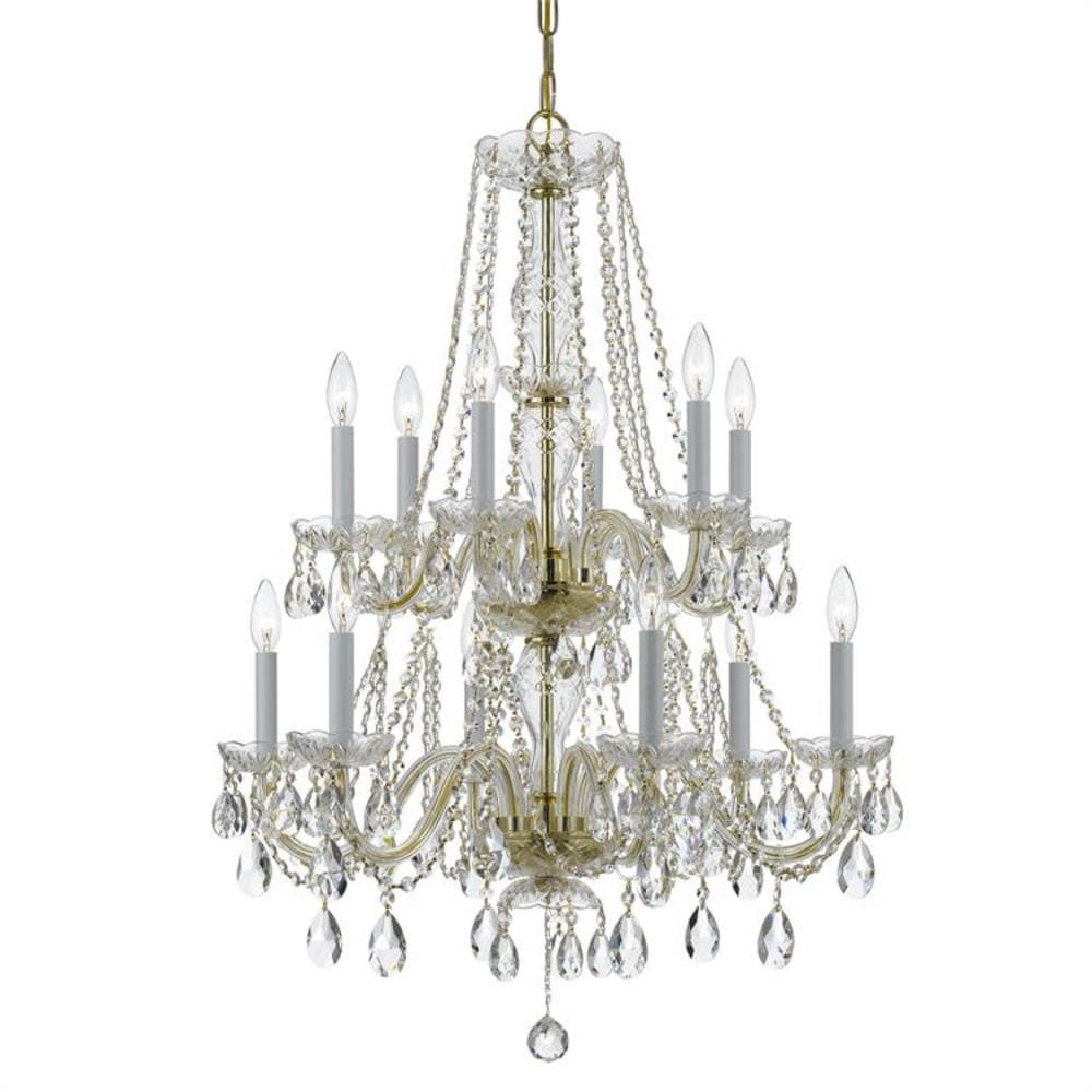 Crystorama 1137-PB-CL-SAQ Traditional Crystal 12 -Light Polished Gold Traditional Crystal For Use in Bedrooms, Dining Rooms, Foyers, Kitchens, Living Rooms Chandelier