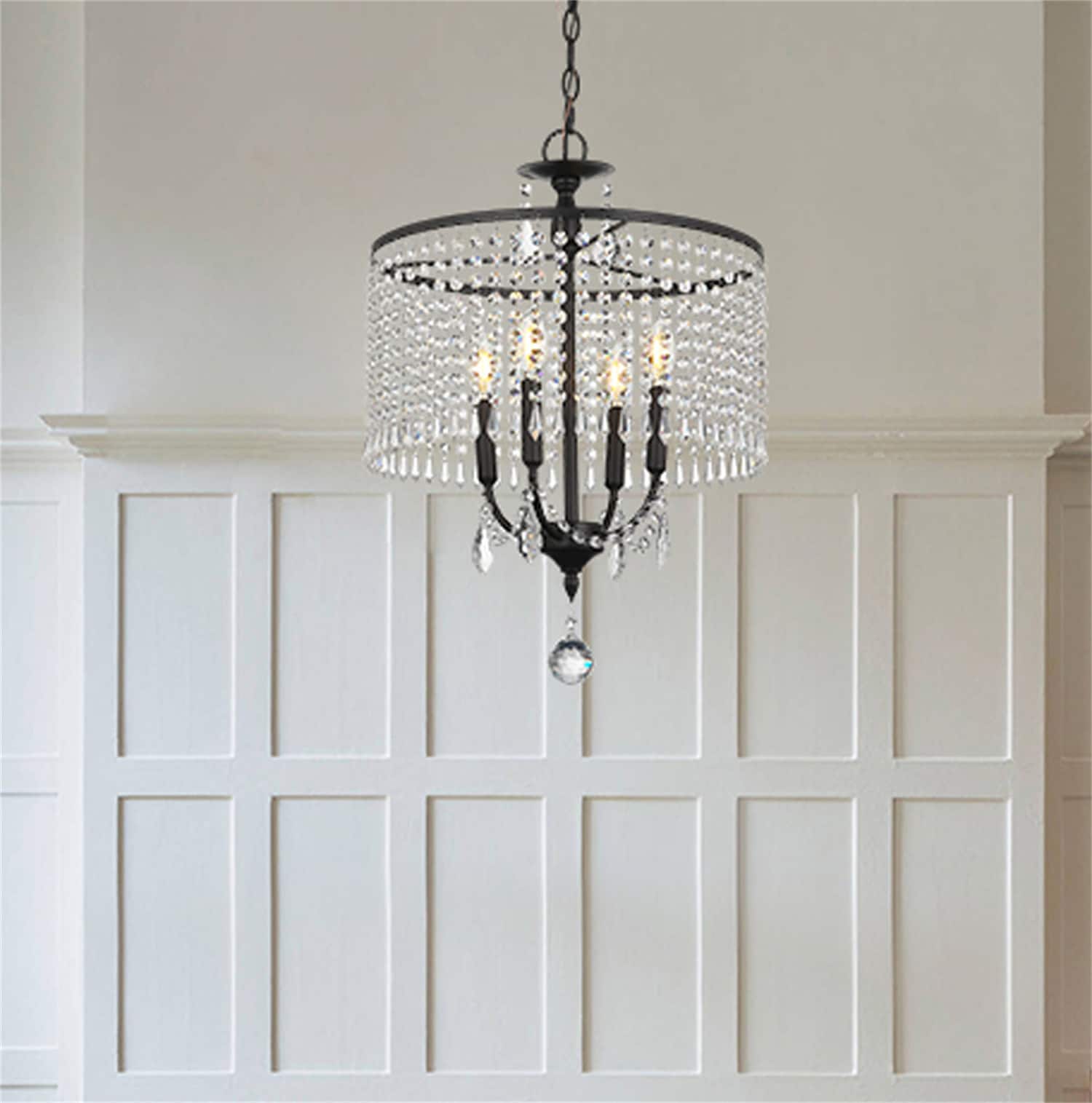 DEELIGHT D0102LJWH7S2FT-ZY Chandelier 4 -Light Black Modern/contemporary For Use in Bedrooms, Dining Rooms, Foyers, Kitchens, Living Rooms Chandelier