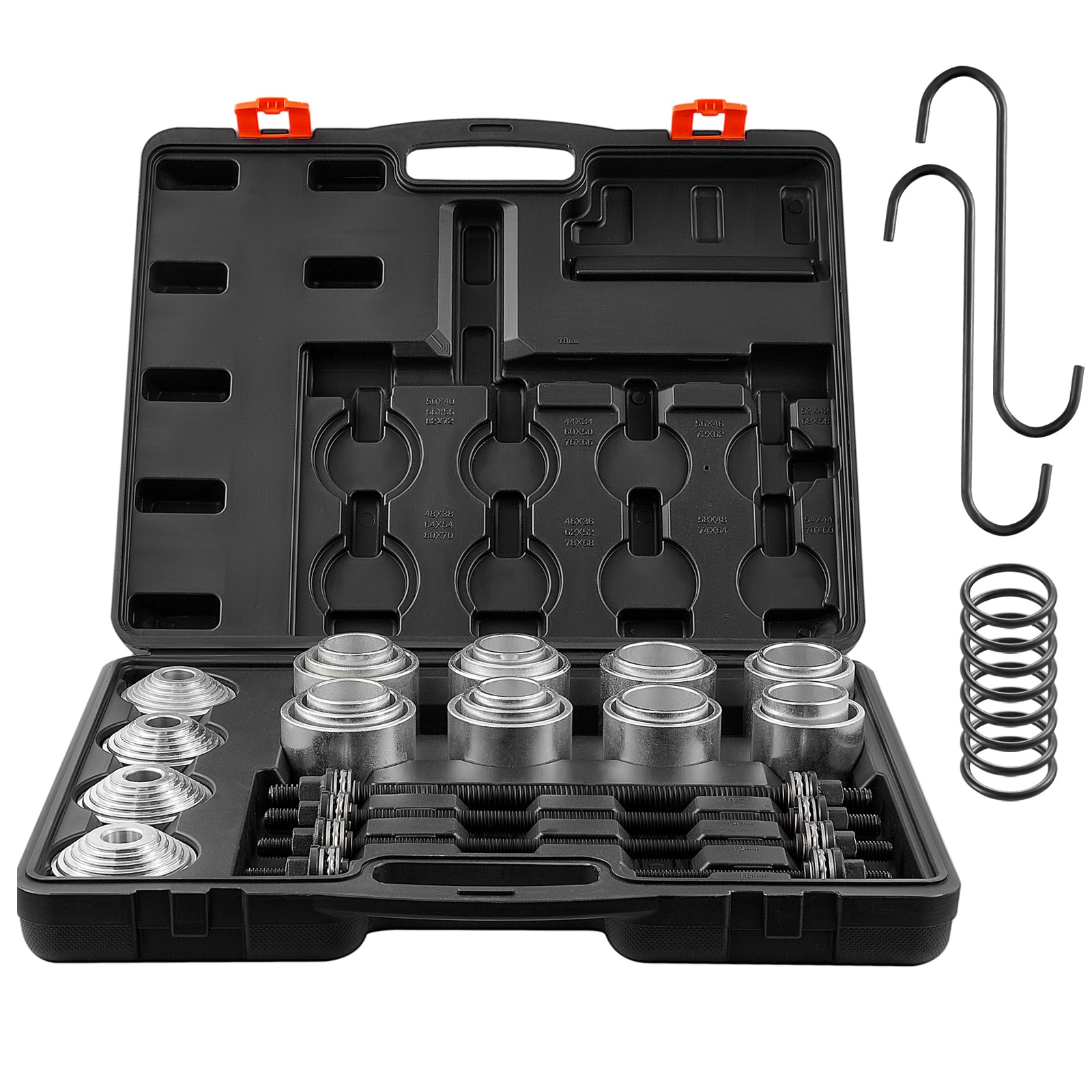 VEVOR CTQCQBDDWC284HNGSV0 28 Pcs Pull and Press Sleeve Kit, 45# Steel Removal Installation Bushes Bearings Tool Kit, Bush Removal Insertion Sleeve Tool Set Works On Most Cars and Lcv, Hgv Engines