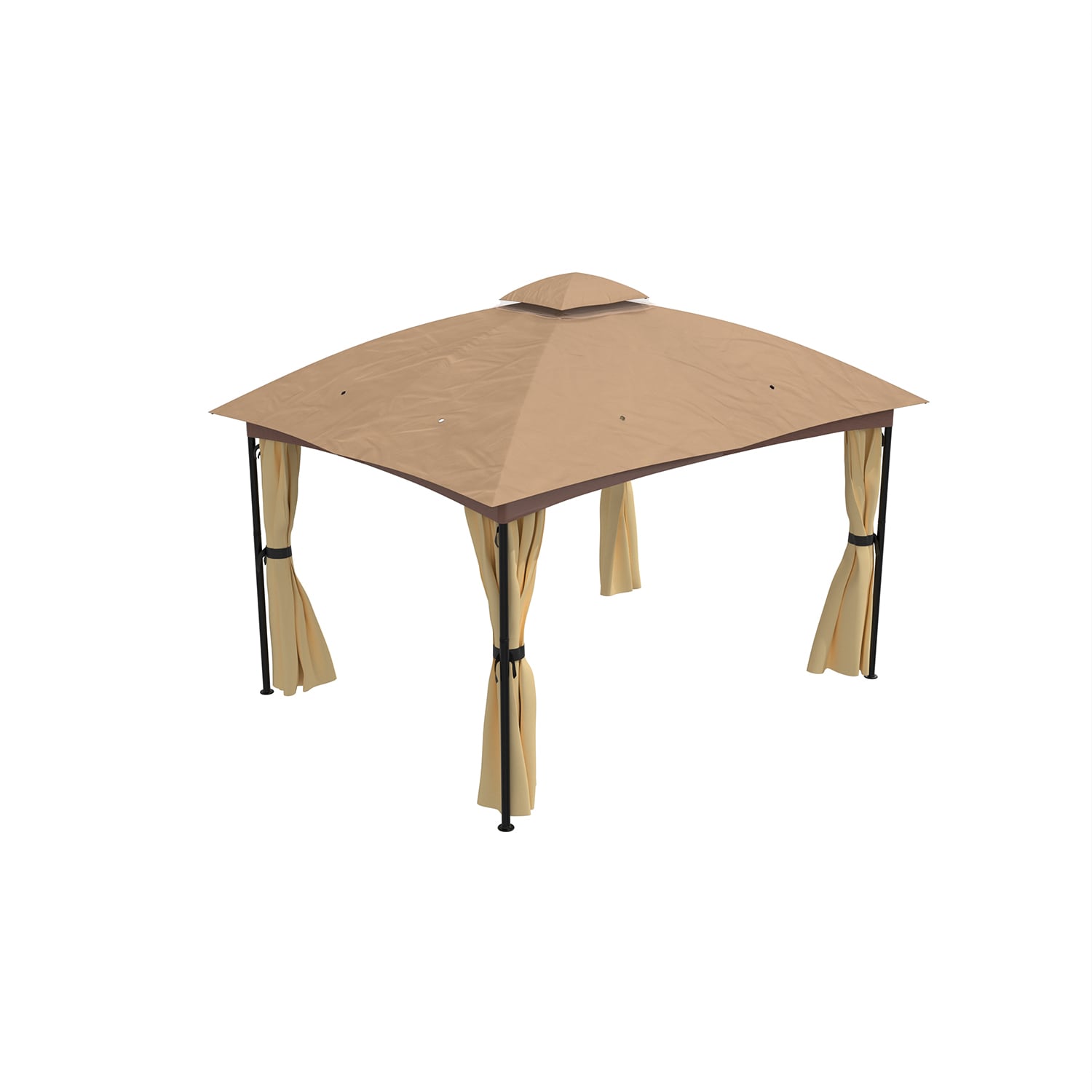 Clihome 10-ft x 12-ft Outdoor Gazebo Rectangle Tan Metal Polyester Roof ...