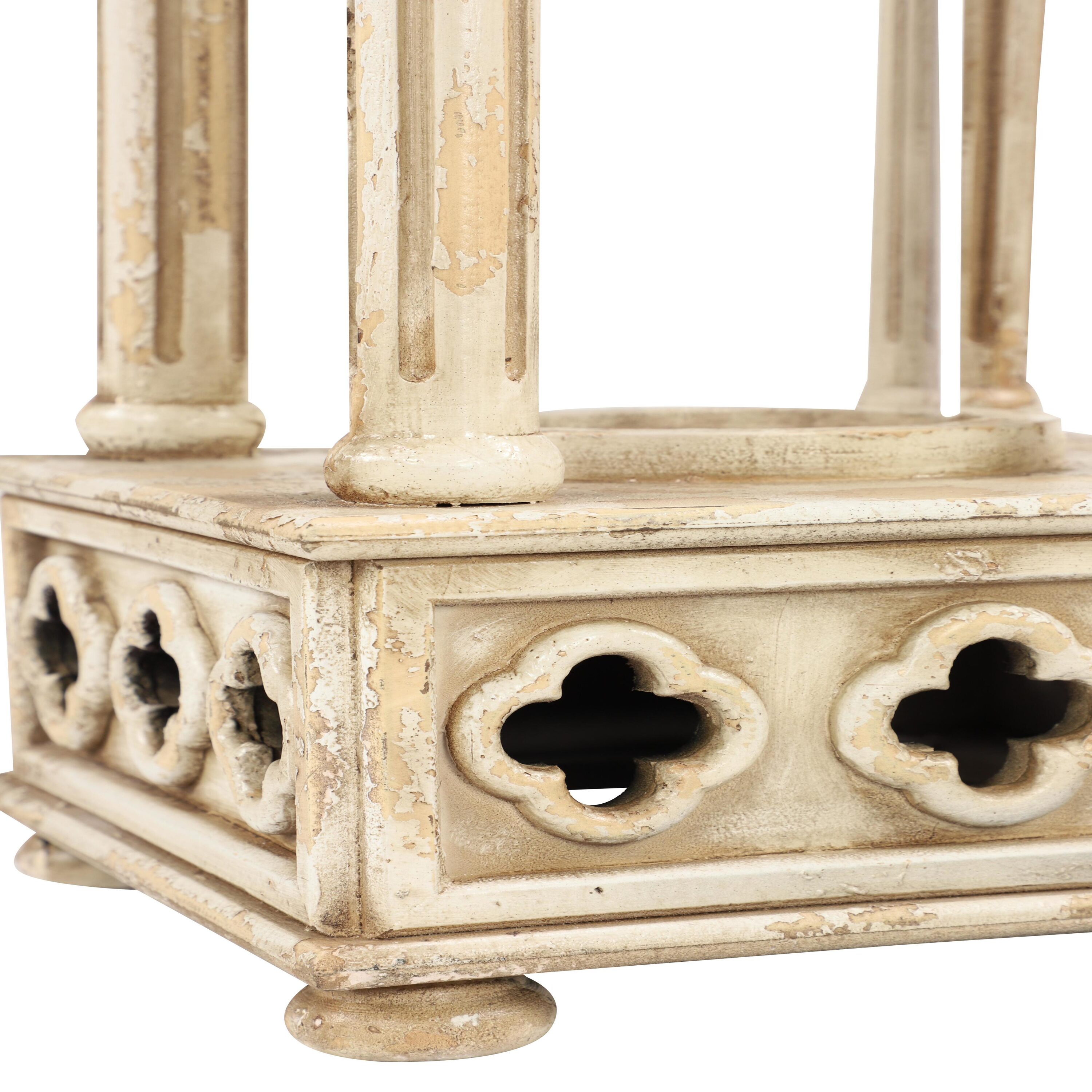 Elegant White Wood Vintage Hanging Candle Lantern - 12" x 55"