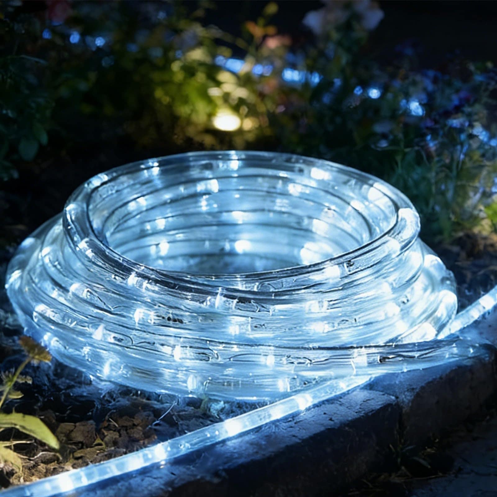 Adrinfly  1 Roll 20 Ft LED Rope Light Cold White IP65 Waterproof Indoor Outdoor Flexible Lighting for Deck Patio Garden Fence Party Bedroom Cuttable Extendable