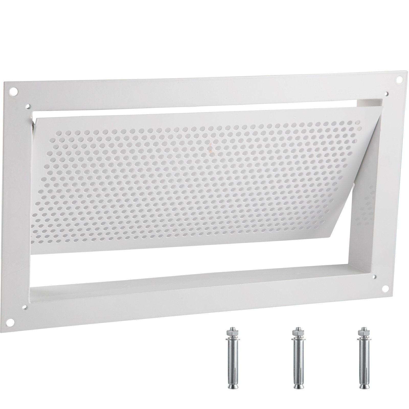 GIVIMO Crawl Space Flood Vent - 8 x 16-in Foundation Wall Vent - Zinc Coated Steel - Detachable Net - Bi-Directional - White