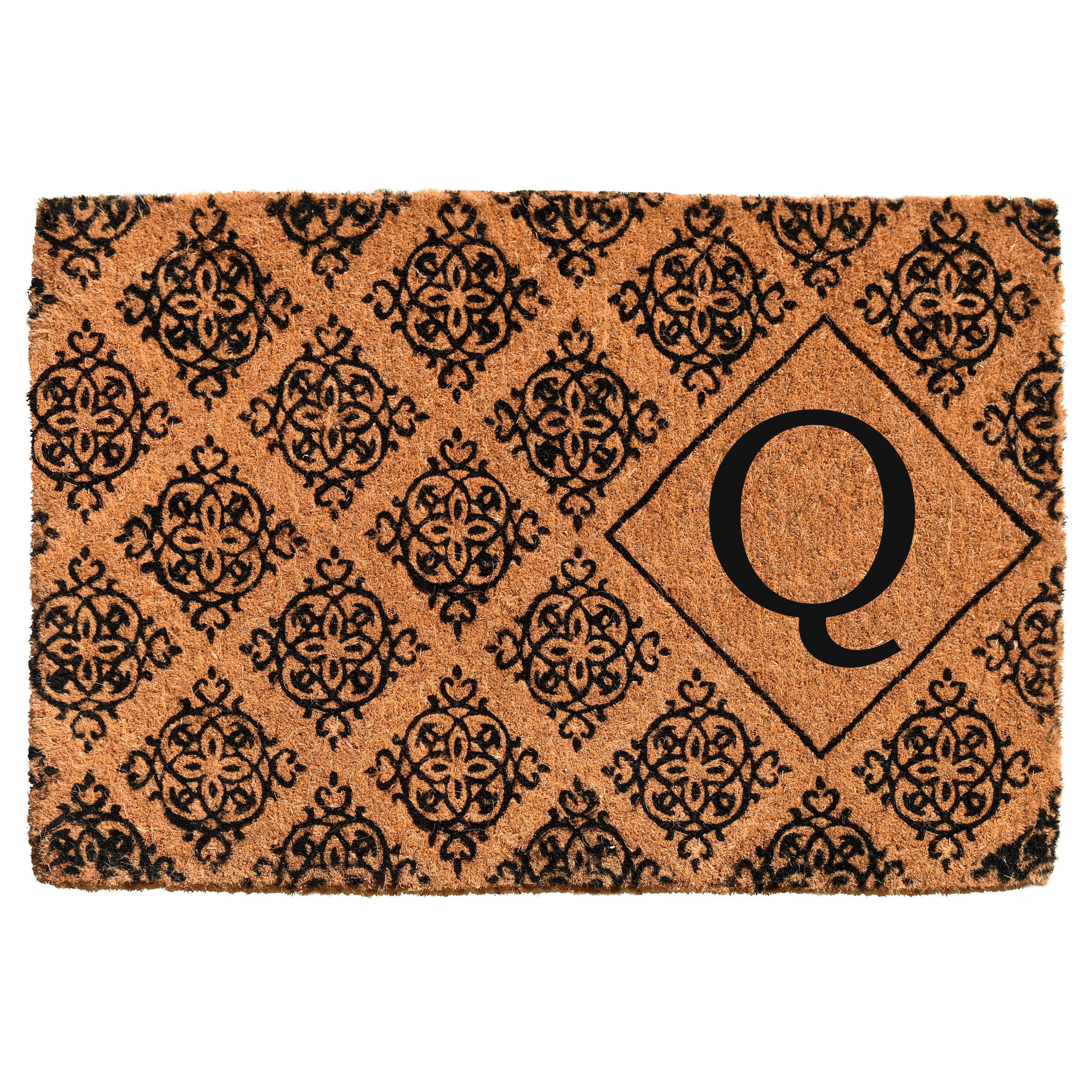 Callowaymills 103332436Q 24-in x 36-in Natural/Black Coir Non-Slip Grip Indoor or outdoor Decorative Door Mat