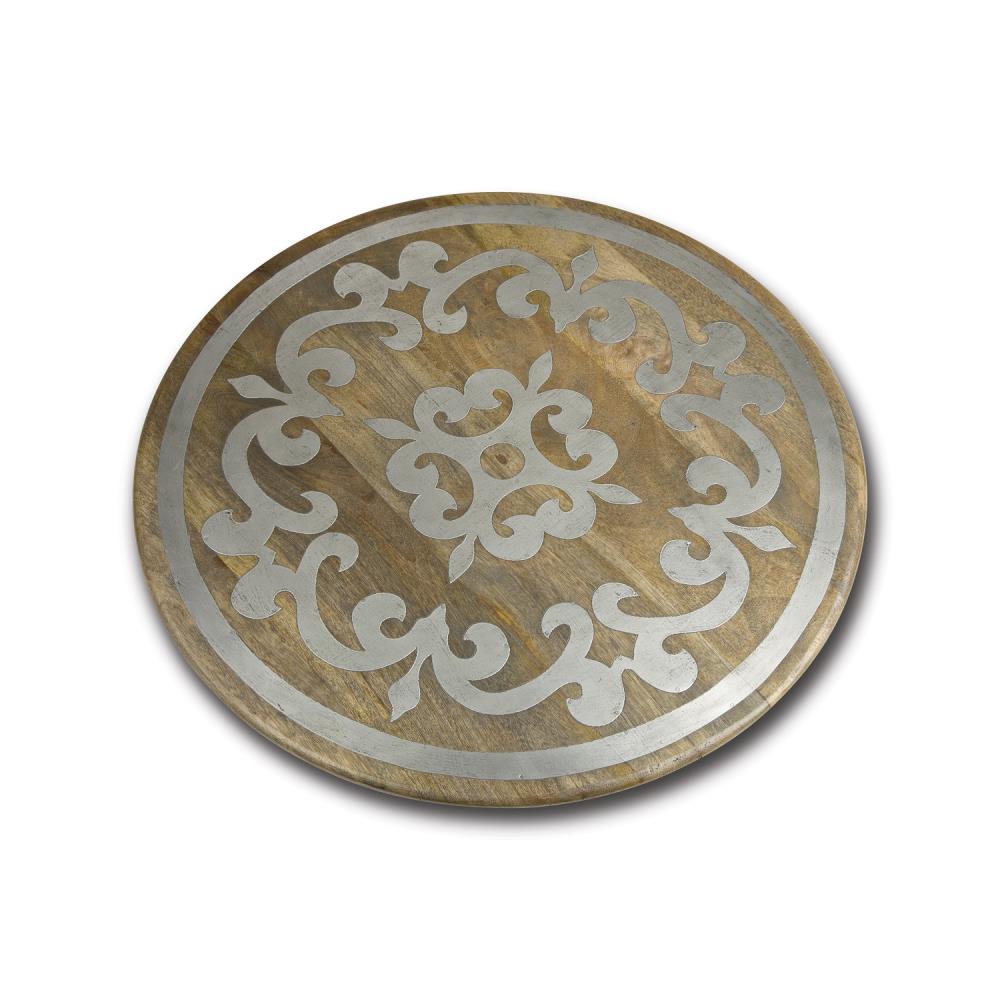 The GG Collection 92761 Brown Mango Wood Full circle Tabletop Lazy Susan
