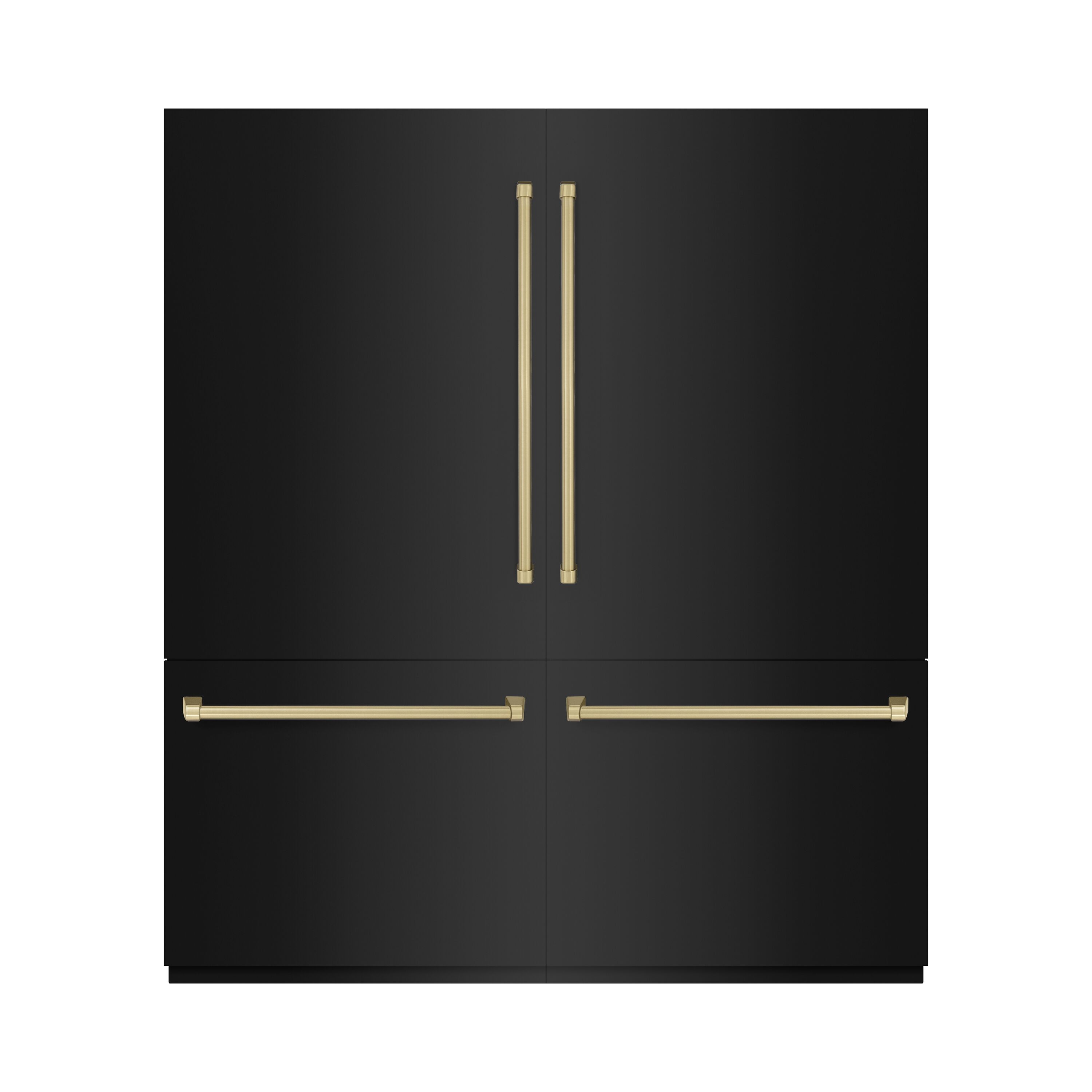 ZLINE KITCHEN & BATH Counter-Depth 39.6-cu ft 2 -Door 70-in Wide Built-In French Door Refrigerator with Dual Ice Maker ( Black Stainless Steel w/Champagne Bronze Handles ) 1141731 #RBITZ-BS-72-CB