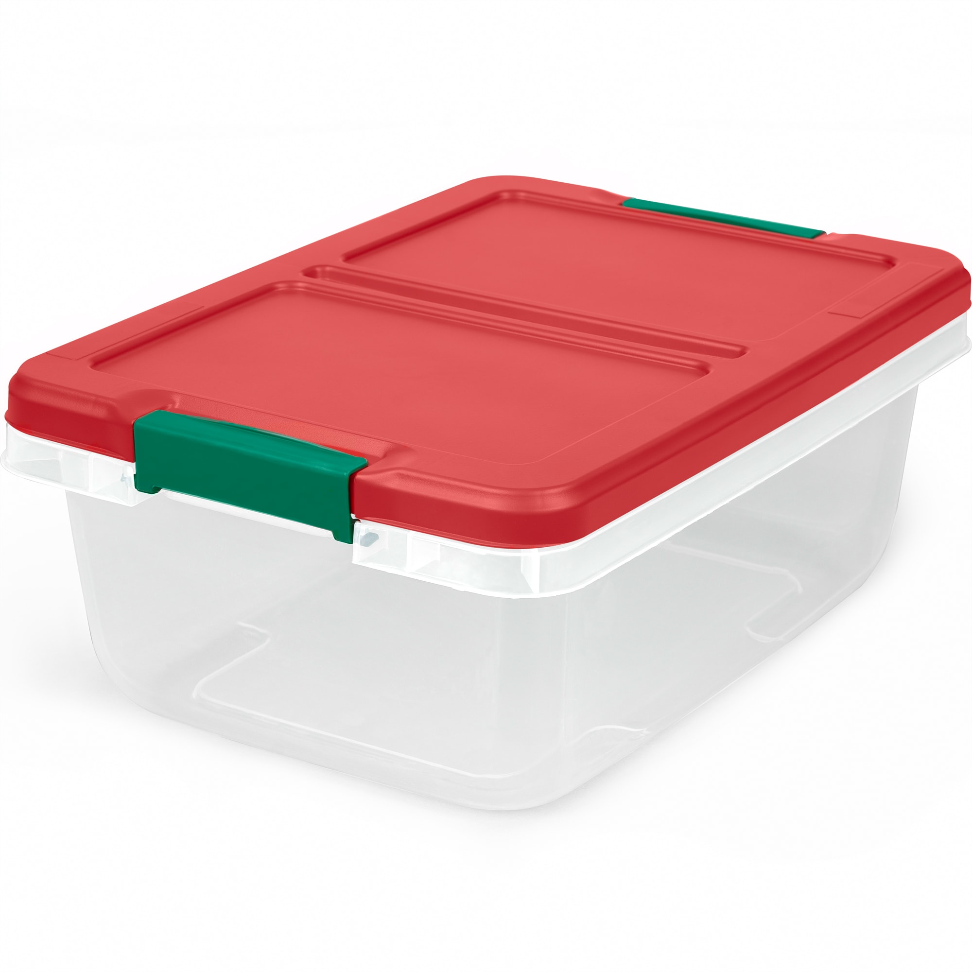 Holiday Living Small 3.75-Gallons (15-Quart) Clear W/Red Lid Weatherproof  Heavy Duty Tote with Latching Lid in the Plastic Storage Containers  department at