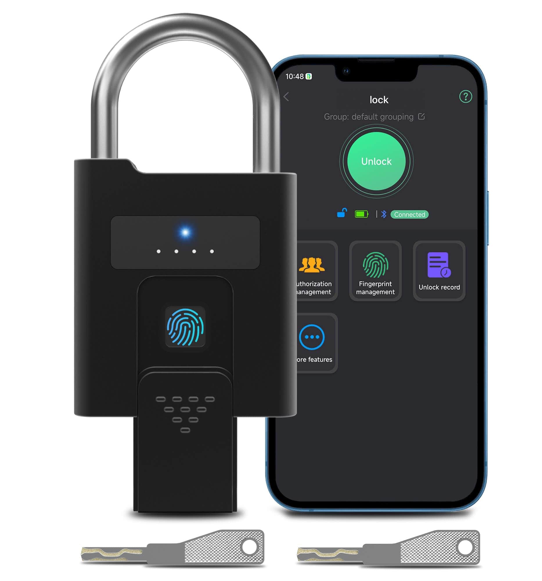 Lukvuzo  Fingerprint Padlock Heavy Duty Weatherproof Bluetooth Biometric Keyless Electronic Smart Lock for Outdoor Gate Fence Gym Locker Pool