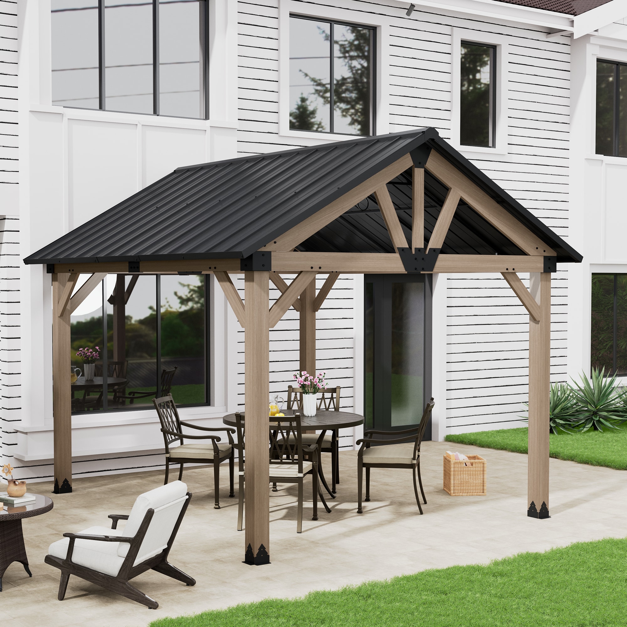 Mondawe OD06KTRZ1012SB Wood-Resin-Gazebos - View #12