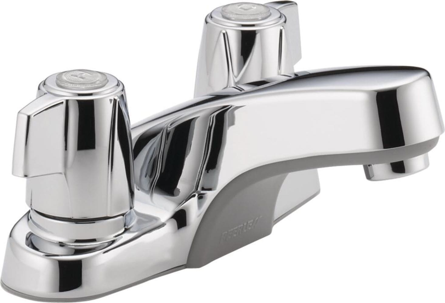 Peerless P246LF Core Chrome 4-in centerset 2-handle WaterSense Mid-arc Residential Handle Bathroom Sink Faucet with Drain