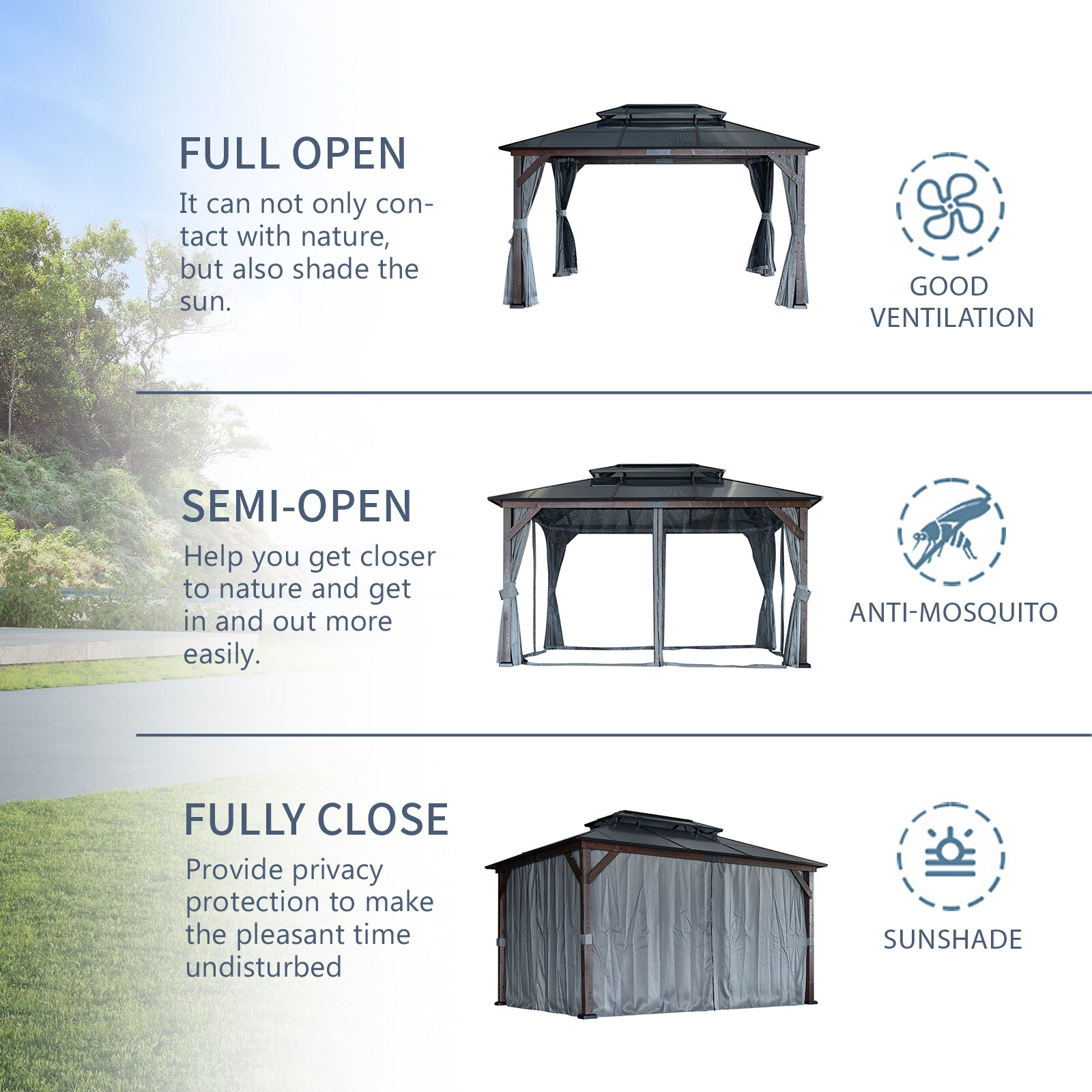 JIMSMAISON BOGASCG09B-BRO Wood-Resin-Gazebos - View #3
