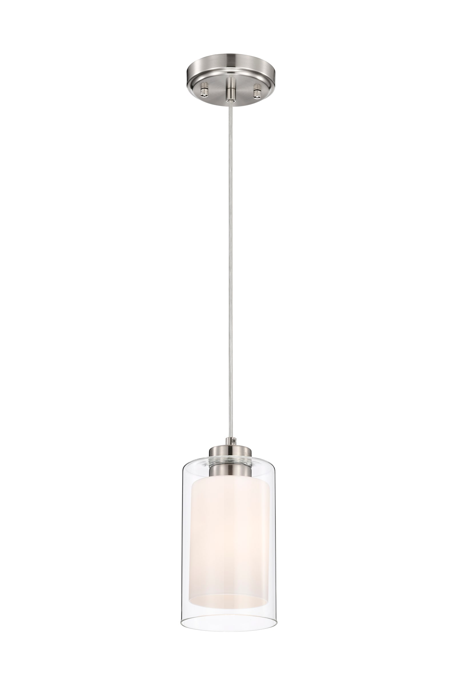 Brushed Nickel Mini Pendant with Dual Glass Shades