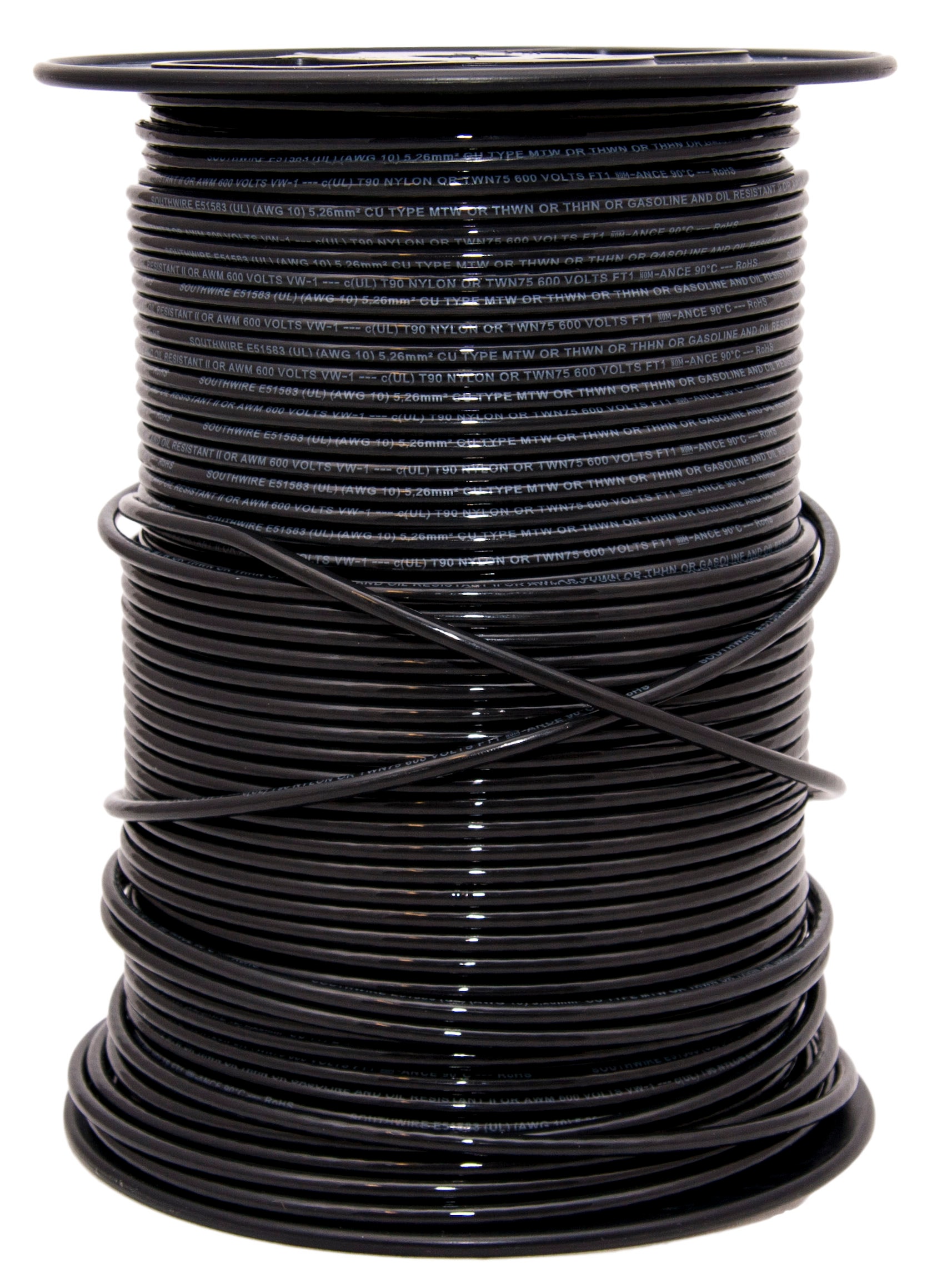 Southwire 500-ft 10-AWG Solid Black Copper THHN Wire (By-the-roll) in the  TFFN & THHN Wire department at