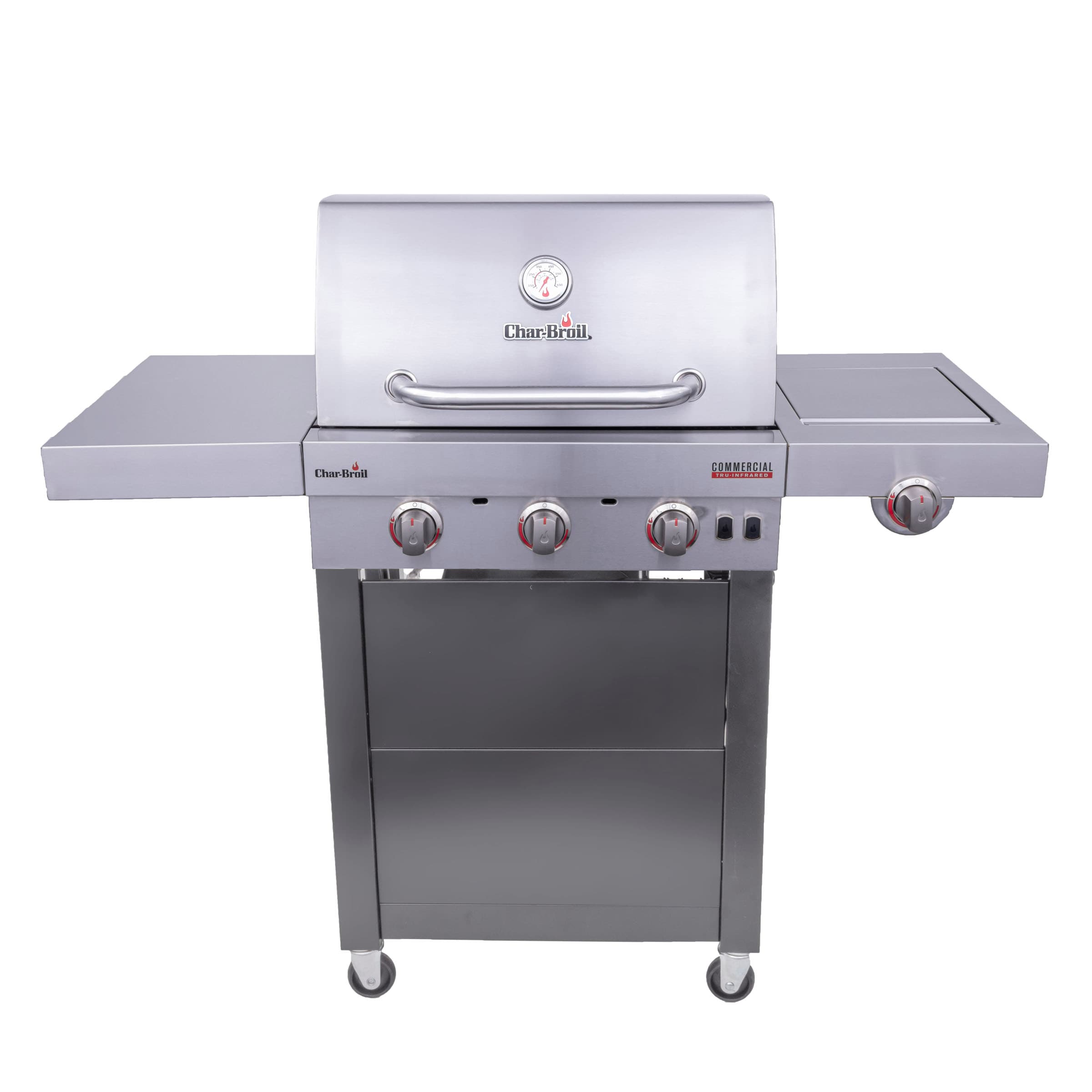 vest fusion videnskabsmand Char-Broil Commercial Series Stainless Steel 3-Burner Liquid Propane and  Natural Gas Infrared Gas Grill with 1 Side Burner in the Gas Grills  department at Lowes.com