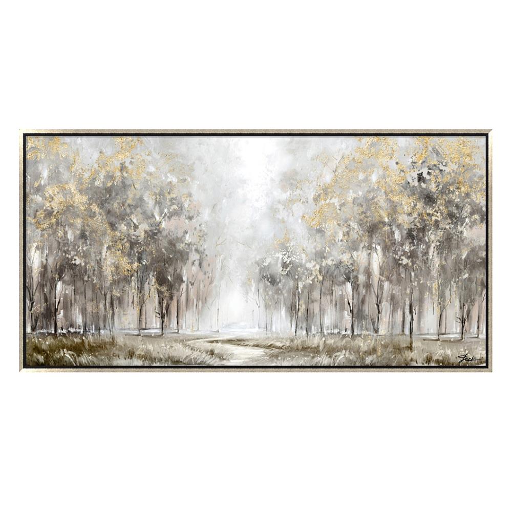 Oakland Living Hand Painted Acrylic Painting Silver Wood Floater Frame ...