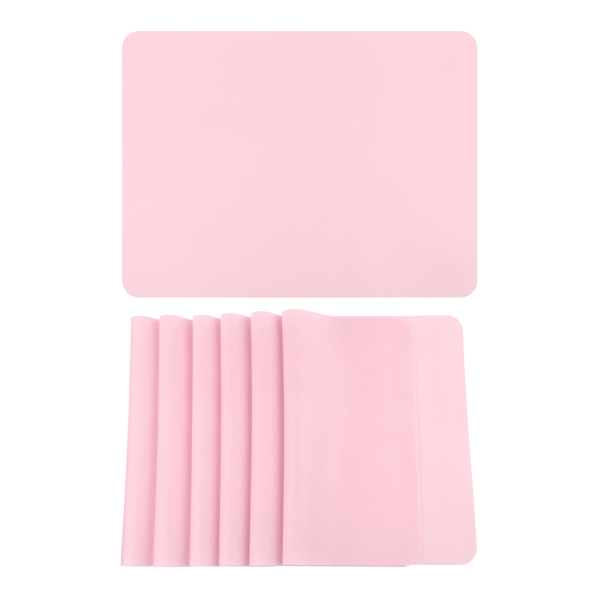 Unique Bargains Placemats 6pcs Silicone Placemats for Kitchen Dining Table Decor Washable Heat Resistant Table Placemats Wipeable Table Mat 16x12in Pink