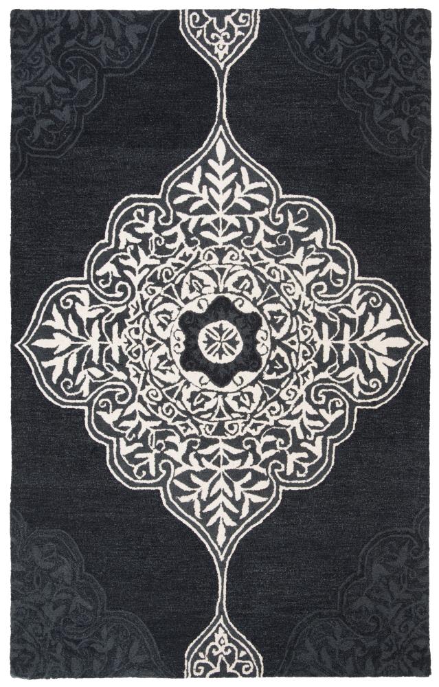 Safavieh MLP620H-5 Micro-Loop Lamont 5 x 8 (ft) Tufted Wool Charcoal Rectangular Indoor Floral/Botanical Vintage Area rug