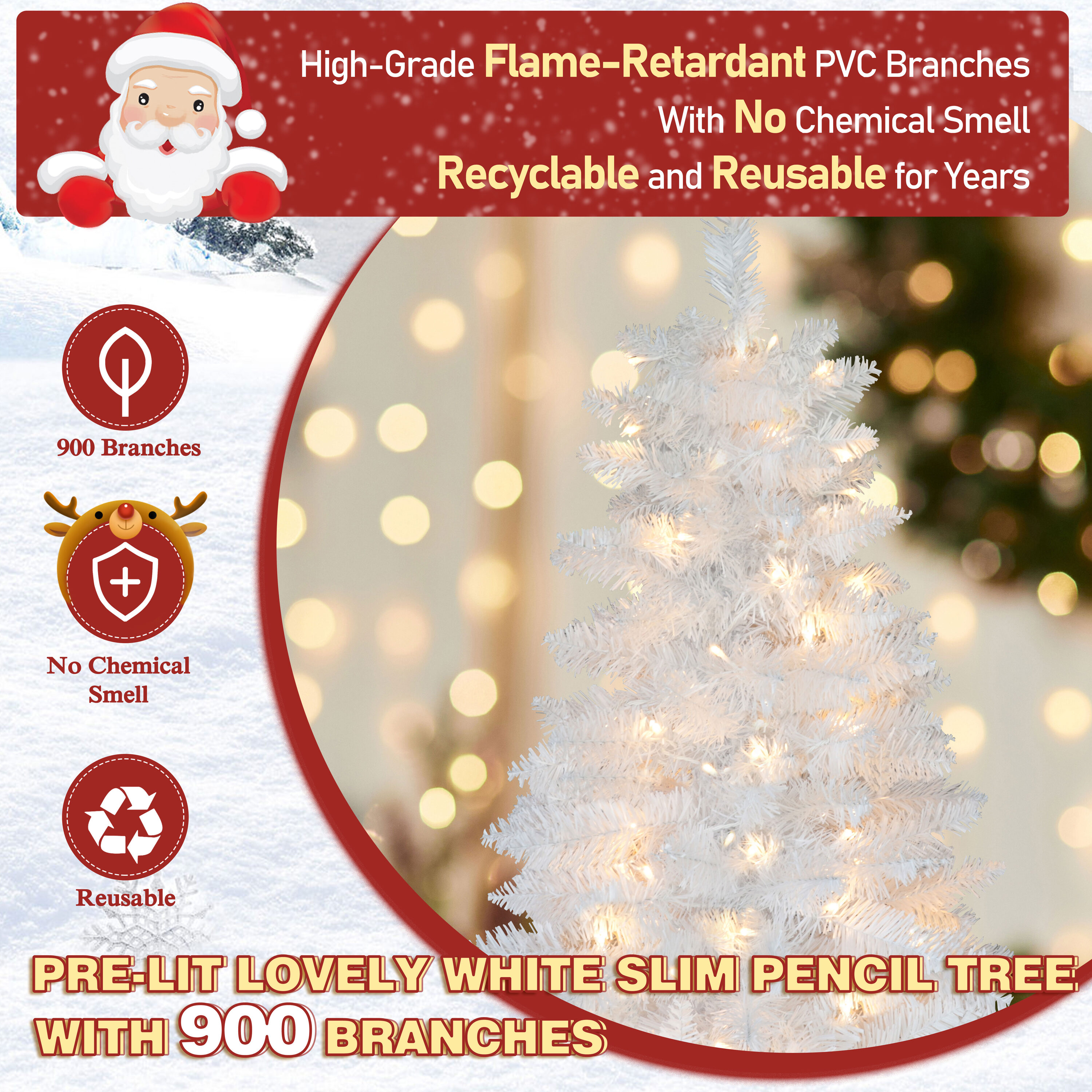 VEIKOUS HP1001-16WH-6 Artificial-Christmas-Trees - View #8