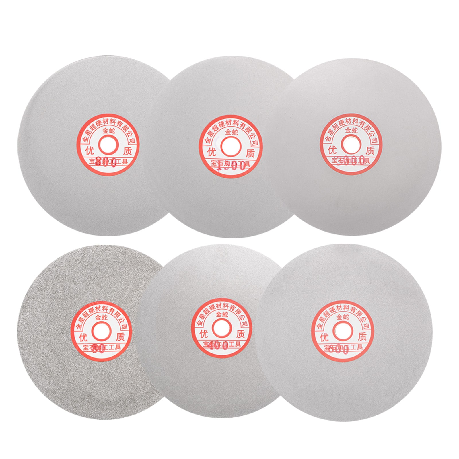 Unique Bargains 6pcs Diamond Sanding Grinding Disc Set 6-Inch (150mm) Grit 80/400/600/800/1500/3000 1/2 Inch Arbor Hole Flat Lap Wheel Polishing Discs for Gemstone Tile Glass Stone Metal