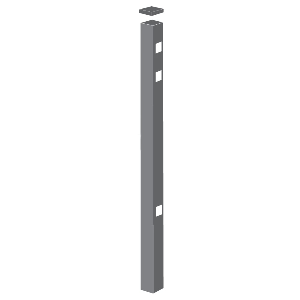 Freedom Concord/New Haven 7-ft H x 2-in W Pewter Aluminum Decorative Line Fence Post
